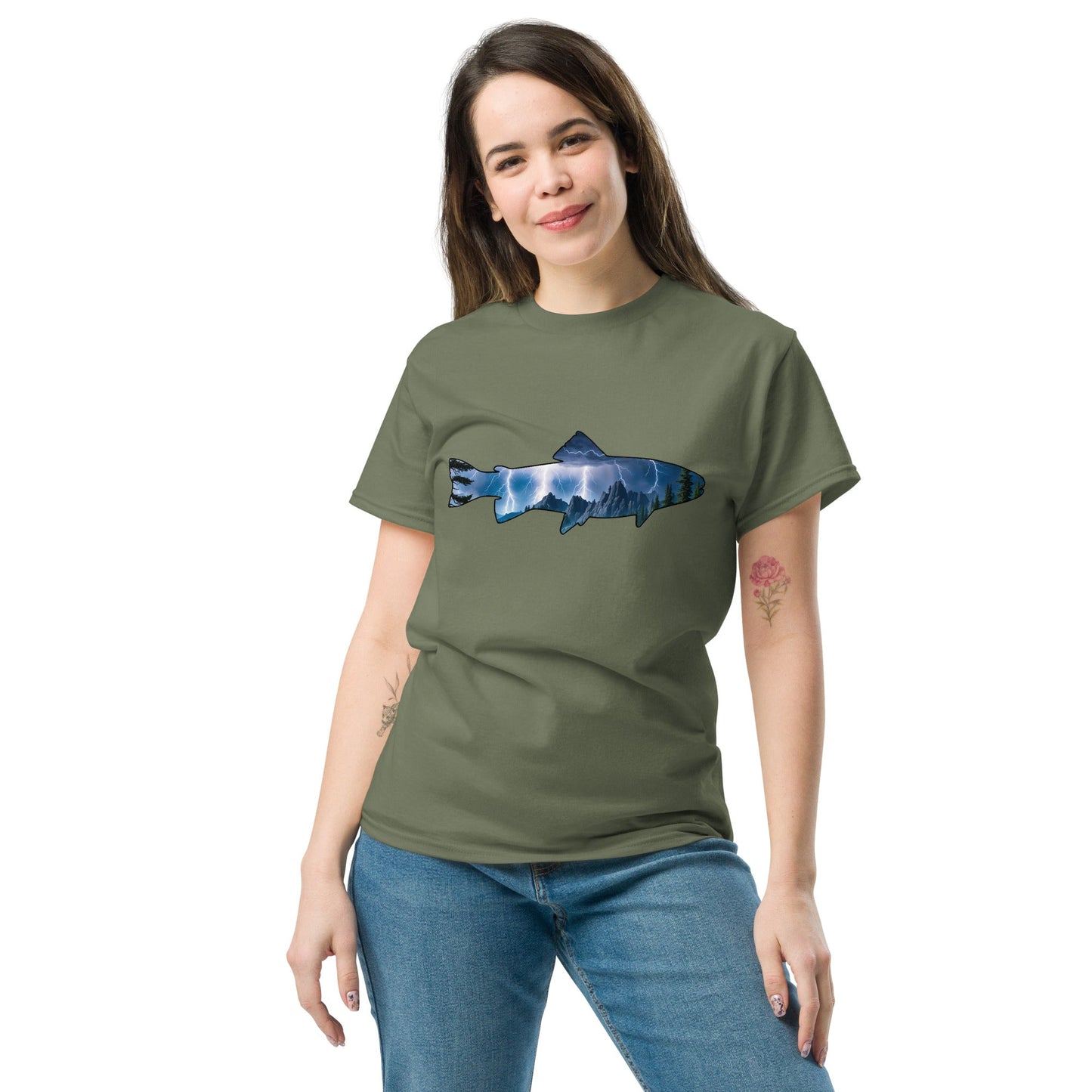 Lightning In The Mountains Trout Women's Classic Tee - Women's Shirts - Discovery Co.