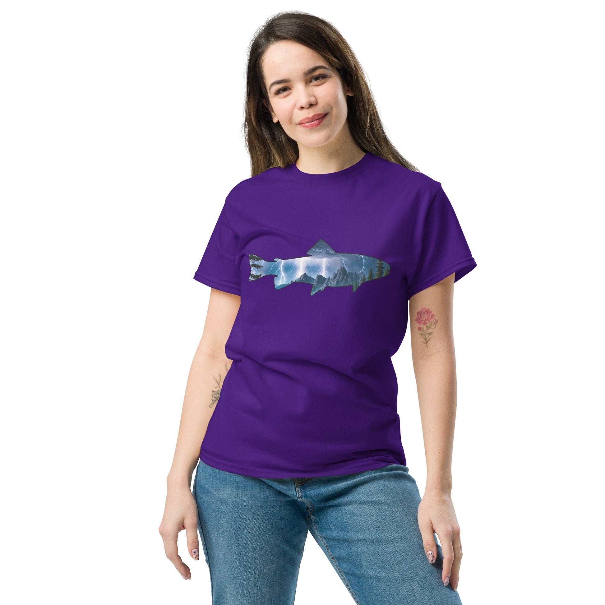 Lightning In The Mountains Trout Women's Classic Tee - Women's Shirts - Discovery Co.