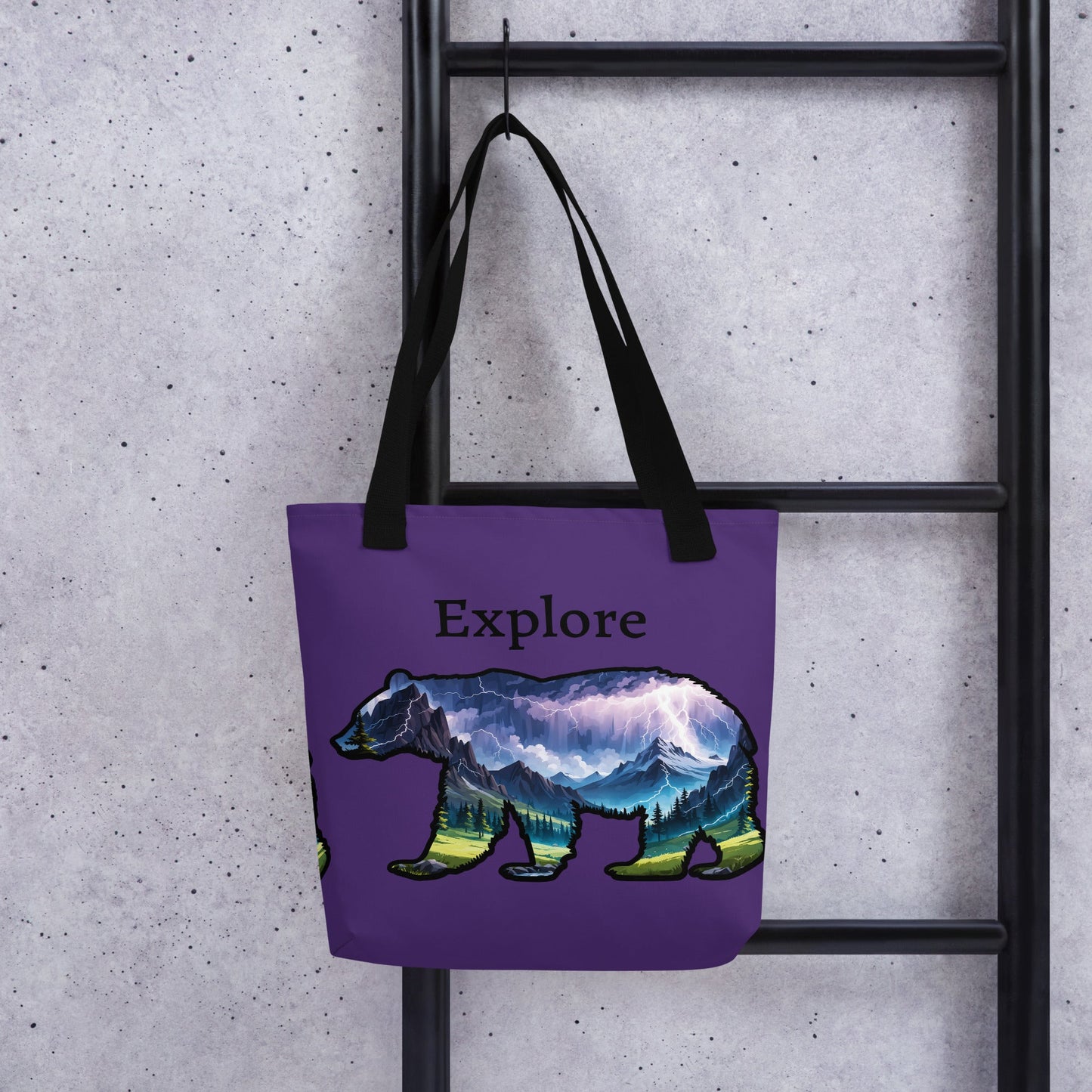 Lightning Over Mountains Bear Tote Bag - Tote Bags - Discovery Co.