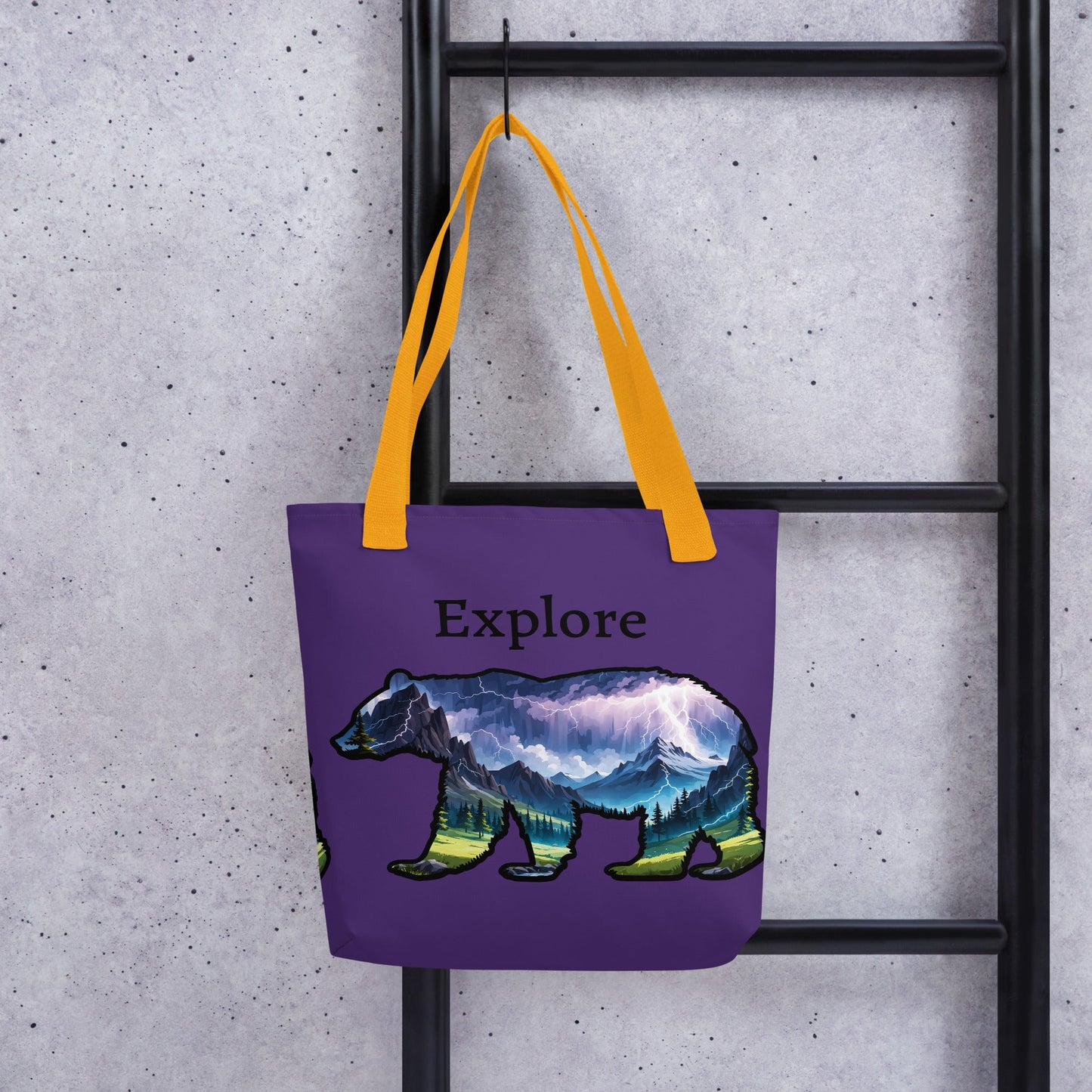 Lightning Over Mountains Bear Tote Bag - Tote Bags - Discovery Co.