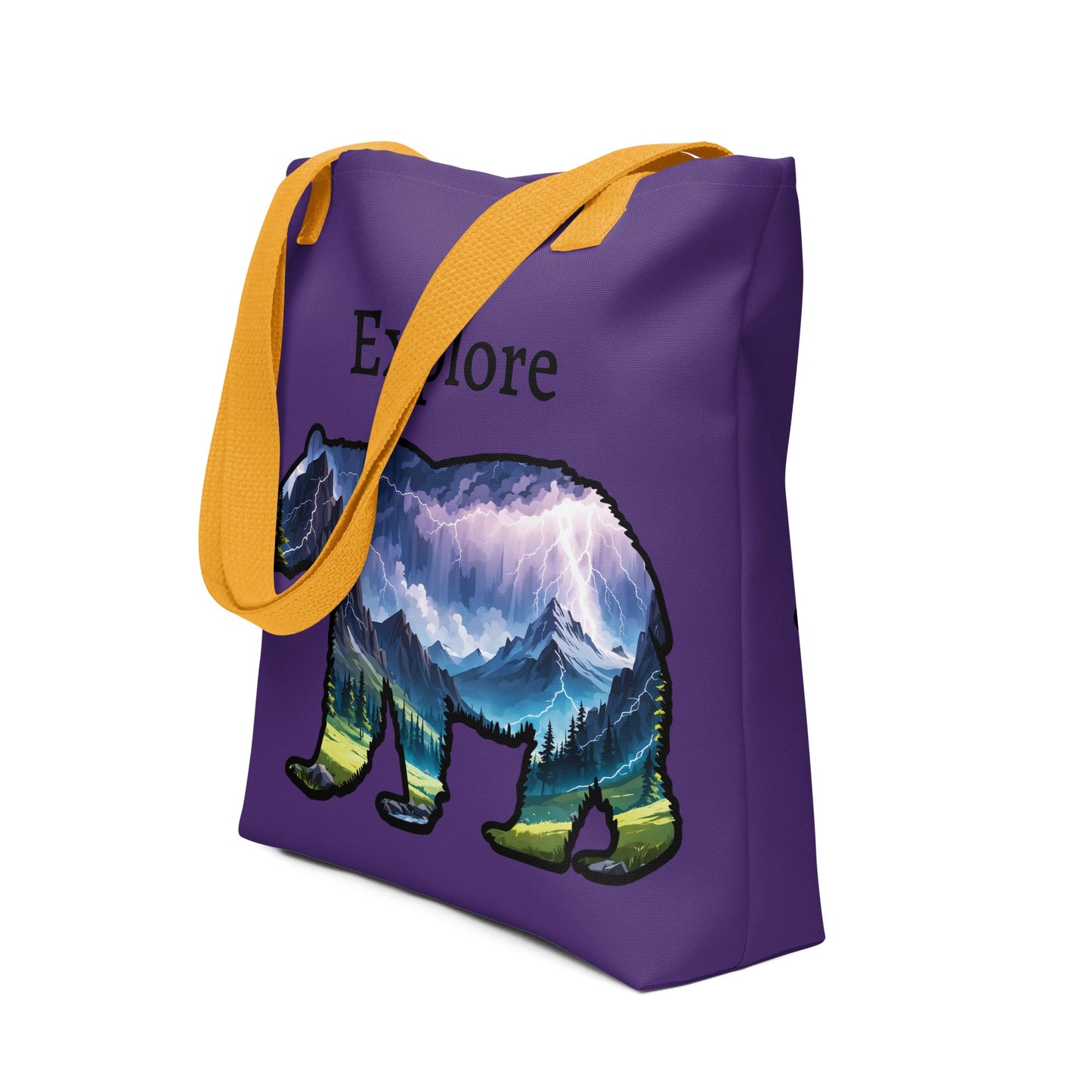 Lightning Over Mountains Bear Tote Bag - Tote Bags - Discovery Co.