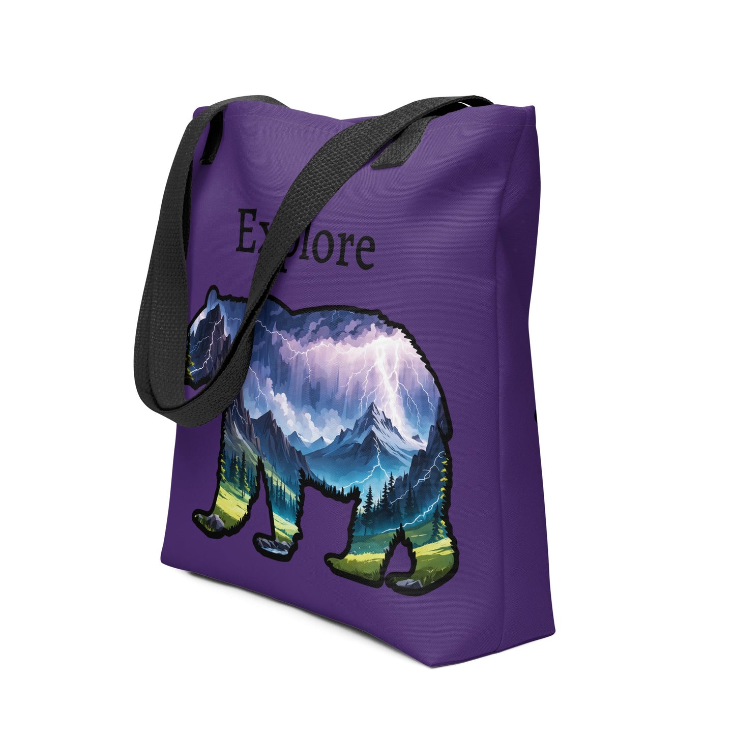 Lightning Over Mountains Bear Tote Bag - Tote Bags - Discovery Co.