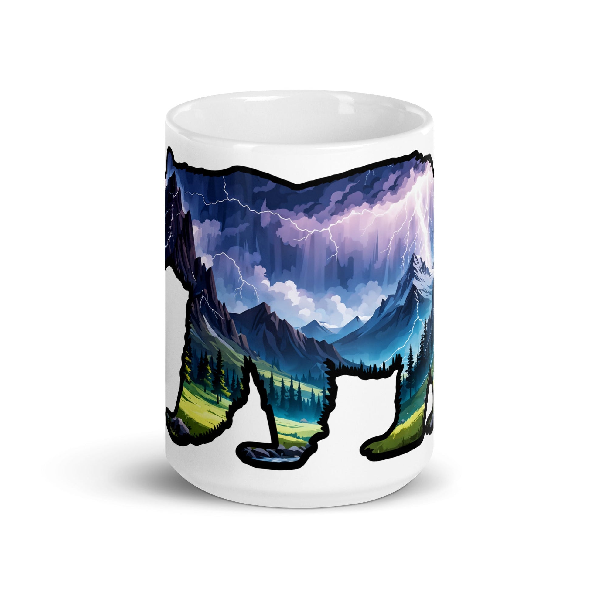 Lightning Over Mountains Bear White Glossy Mug (11 oz, 15 oz, 20 oz) - Mugs - Discovery Co.