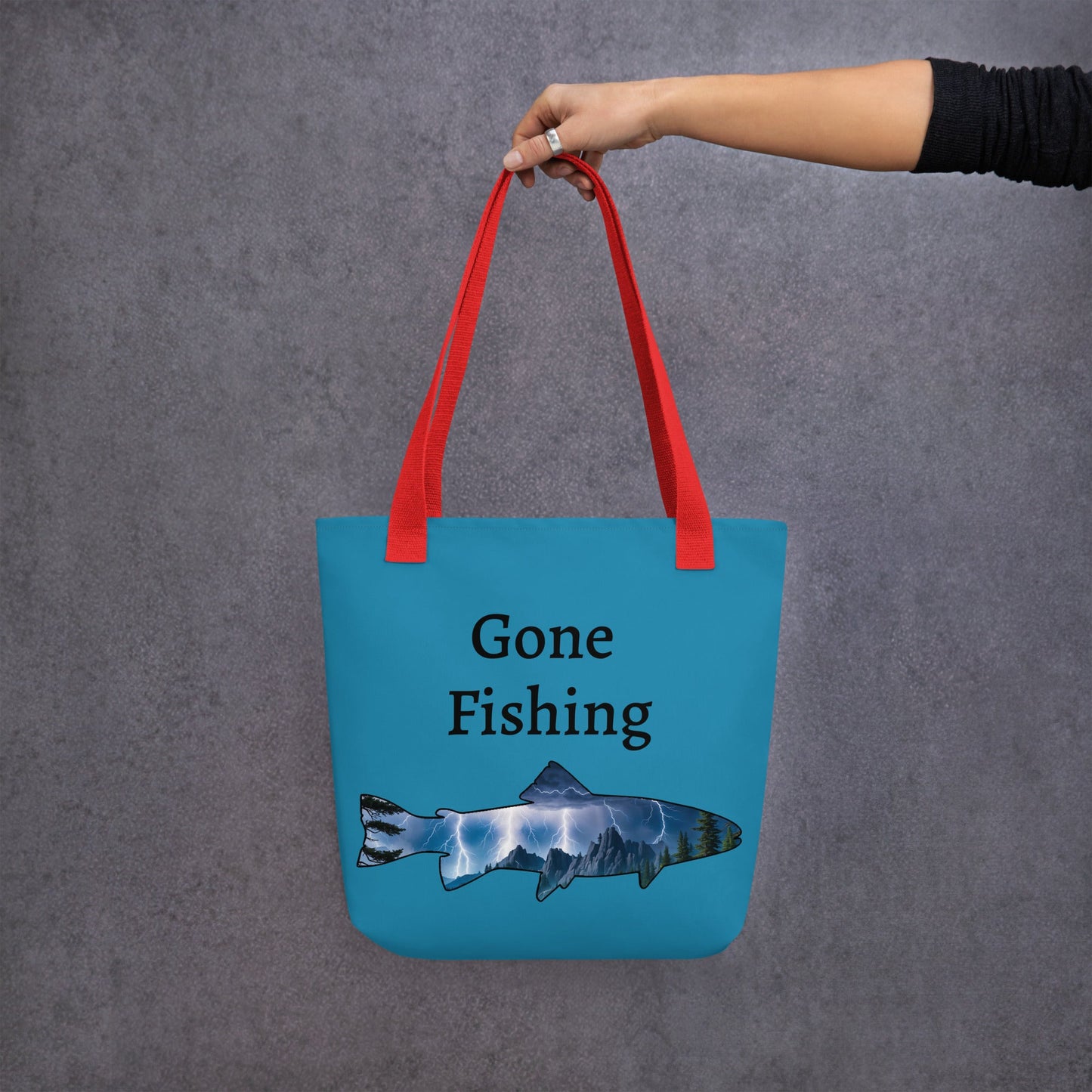 Lightning Over Mountains Fish Tote Bag - Tote Bags - Discovery Co.