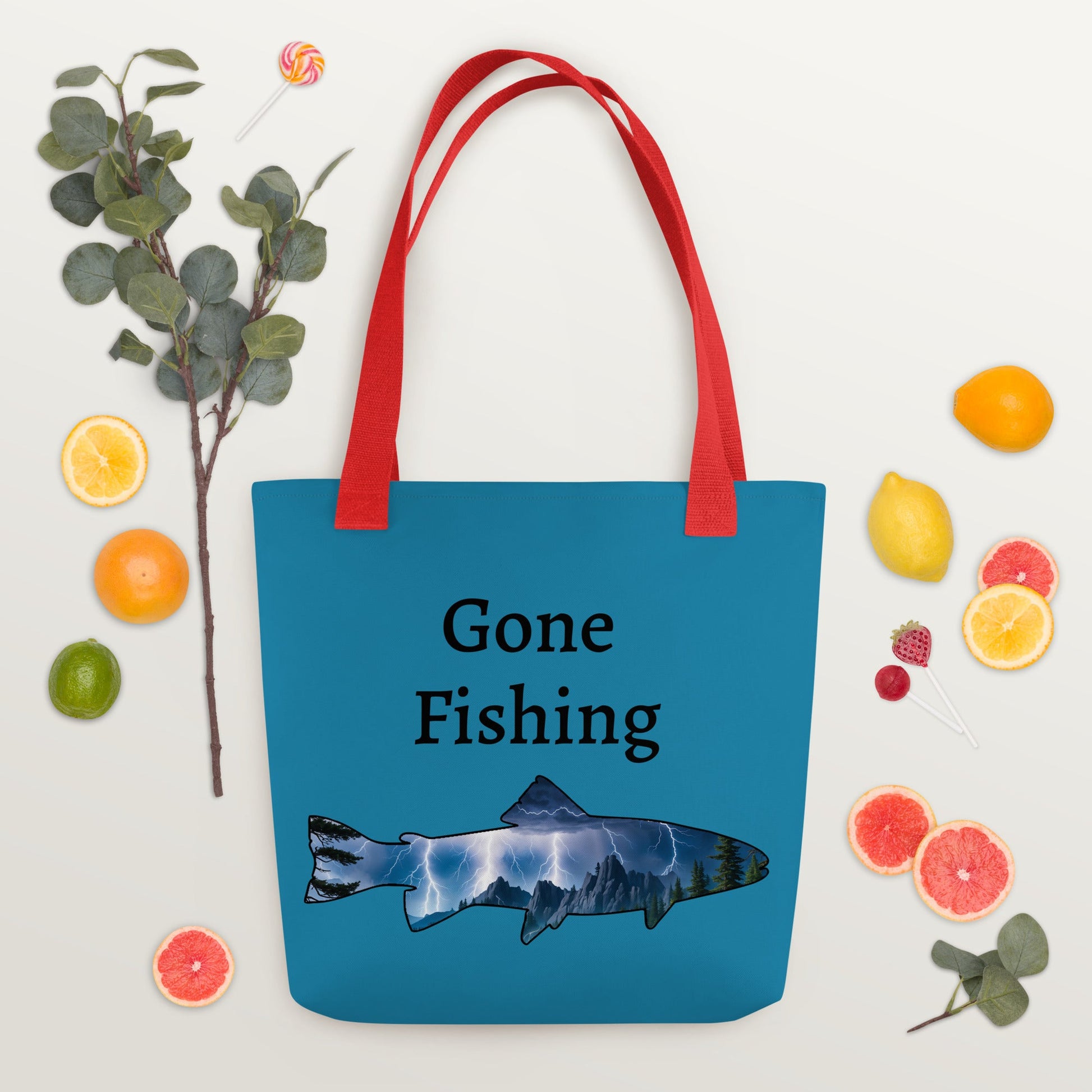 Lightning Over Mountains Fish Tote Bag - Tote Bags - Discovery Co.