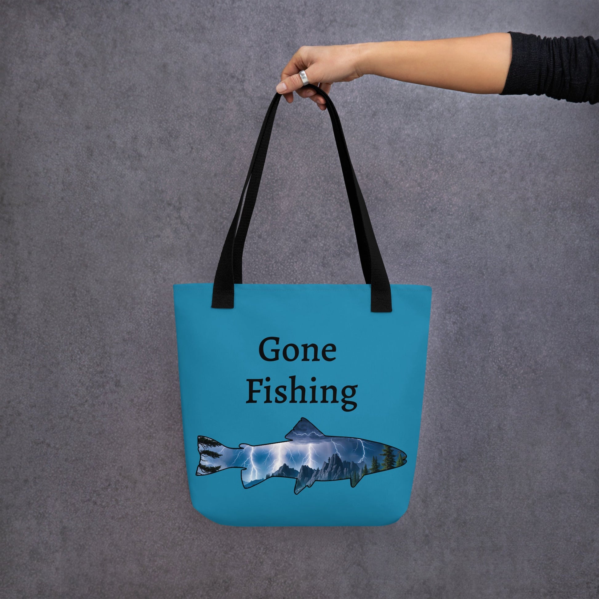 Lightning Over Mountains Fish Tote Bag - Tote Bags - Discovery Co.