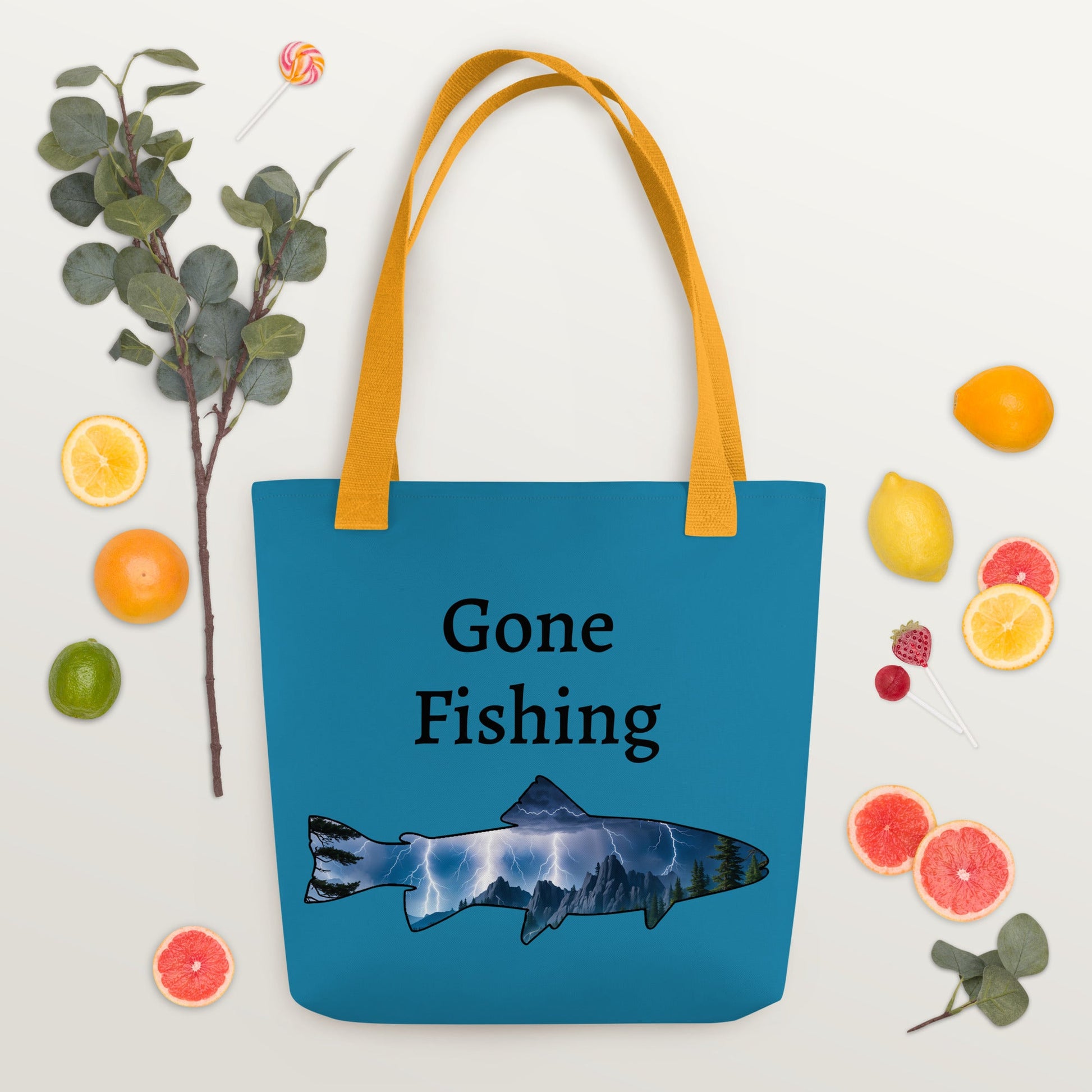 Lightning Over Mountains Fish Tote Bag - Tote Bags - Discovery Co.