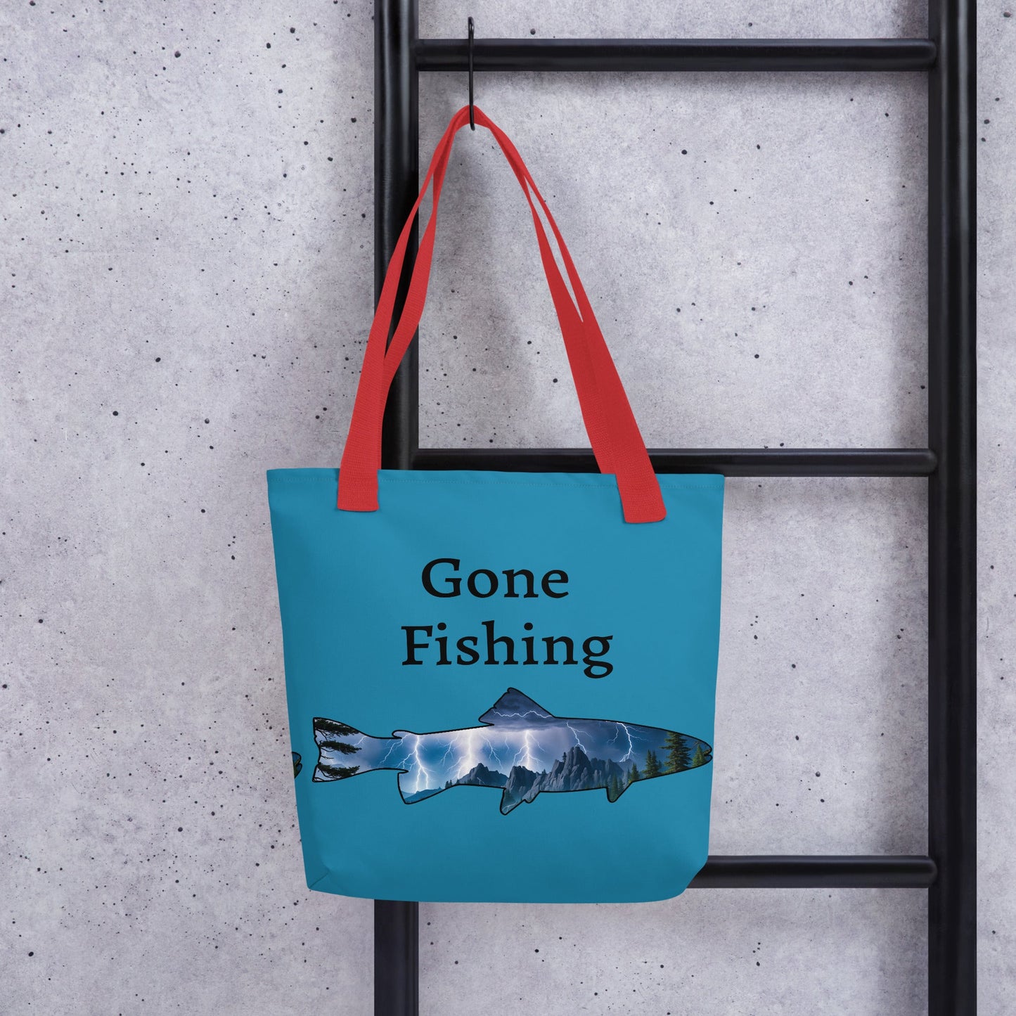 Lightning Over Mountains Fish Tote Bag - Tote Bags - Discovery Co.