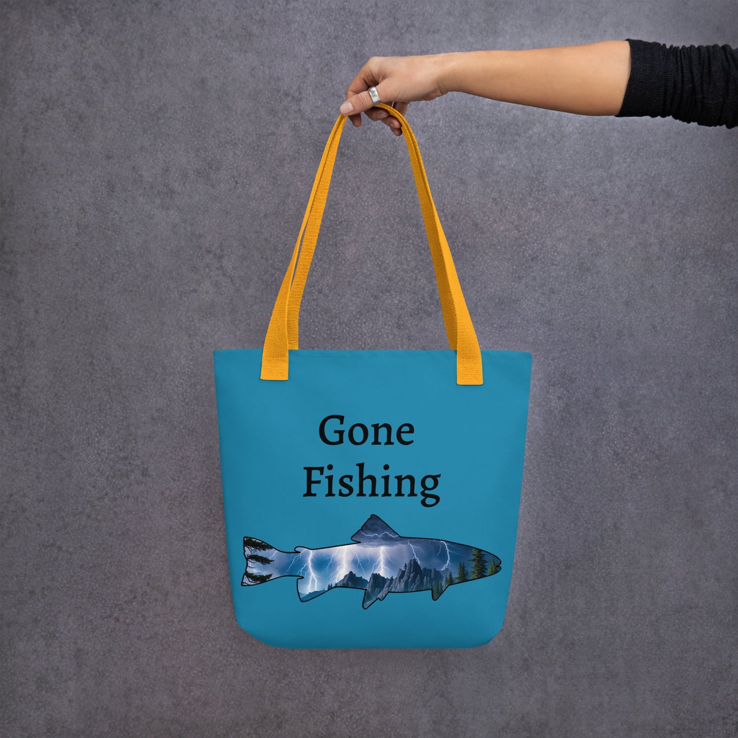 Lightning Over Mountains Fish Tote Bag - Tote Bags - Discovery Co.