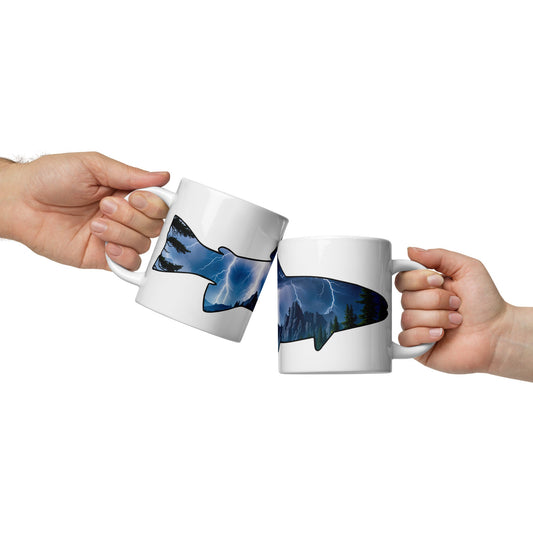 Lightning Over Mountains Fish White Glossy Mug (11 oz, 15 oz, 20 oz) - Mugs - Discovery Co.