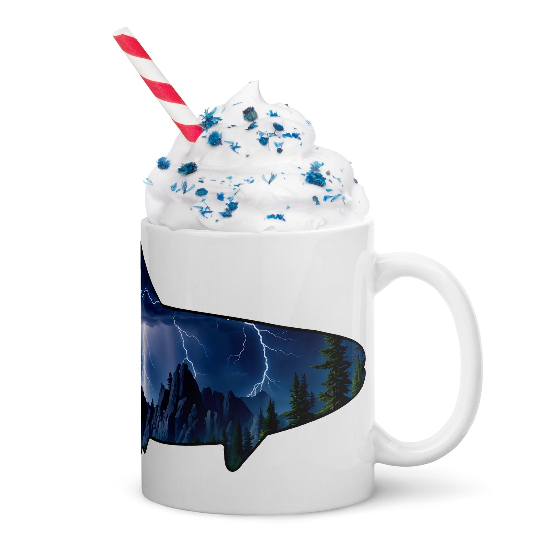 Lightning Over Mountains Fish White Glossy Mug (11 oz, 15 oz, 20 oz) - Mugs - Discovery Co.