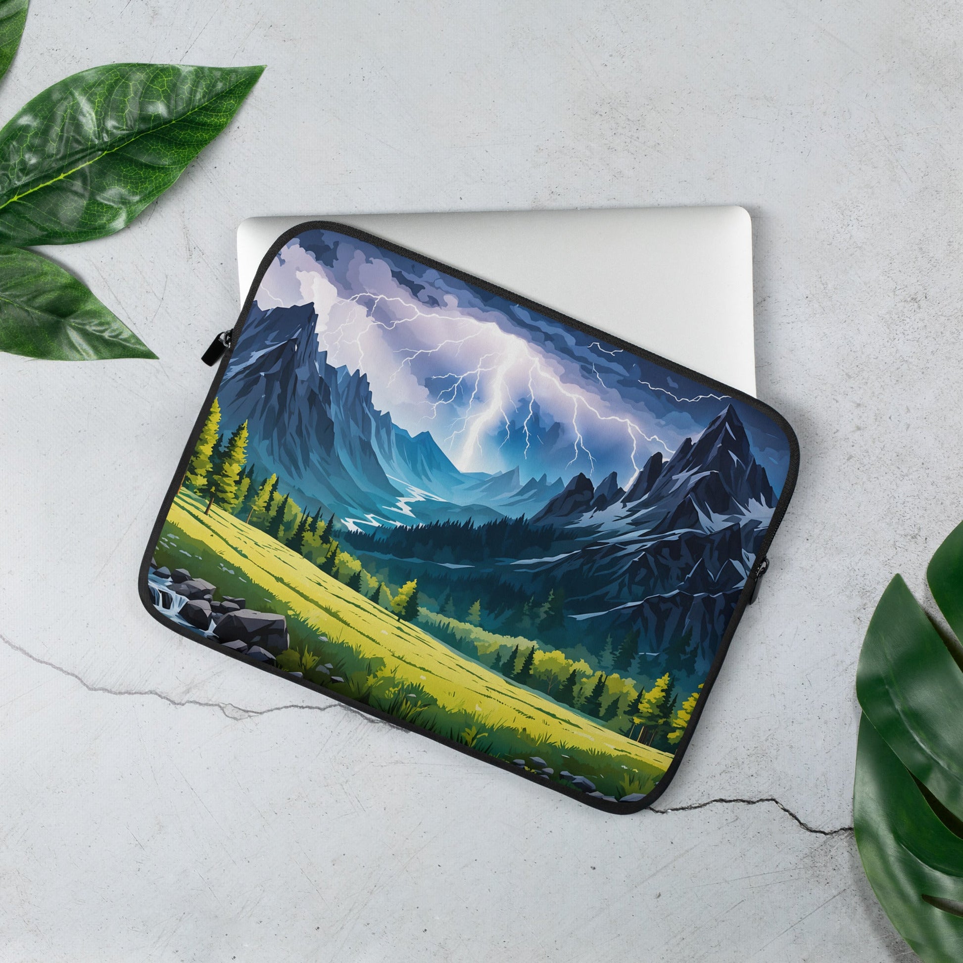 Lightning Over Mountains II Laptop Sleeve - Laptop Cases - Discovery Co.