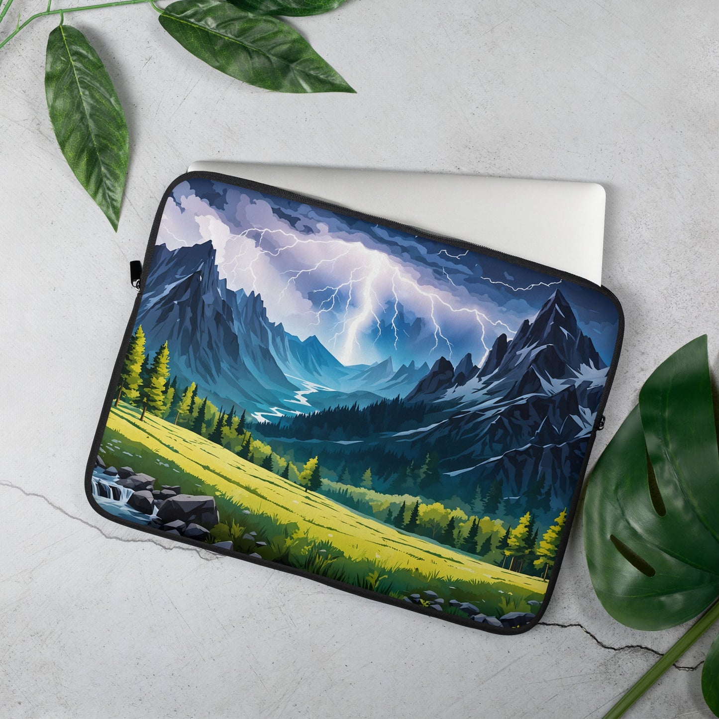 Lightning Over Mountains II Laptop Sleeve - Laptop Cases - Discovery Co.