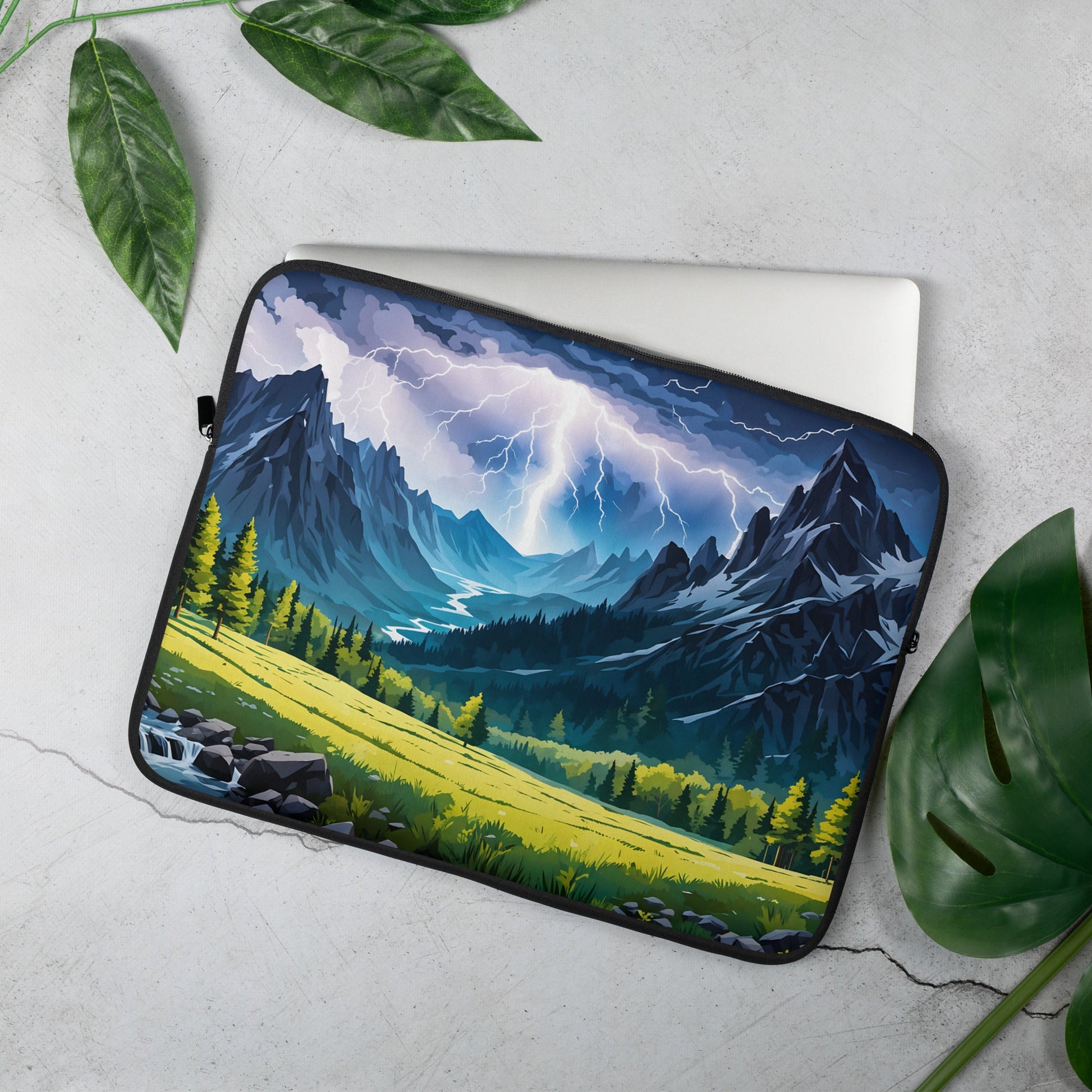 Lightning Over Mountains II Laptop Sleeve - Laptop Cases - Discovery Co.