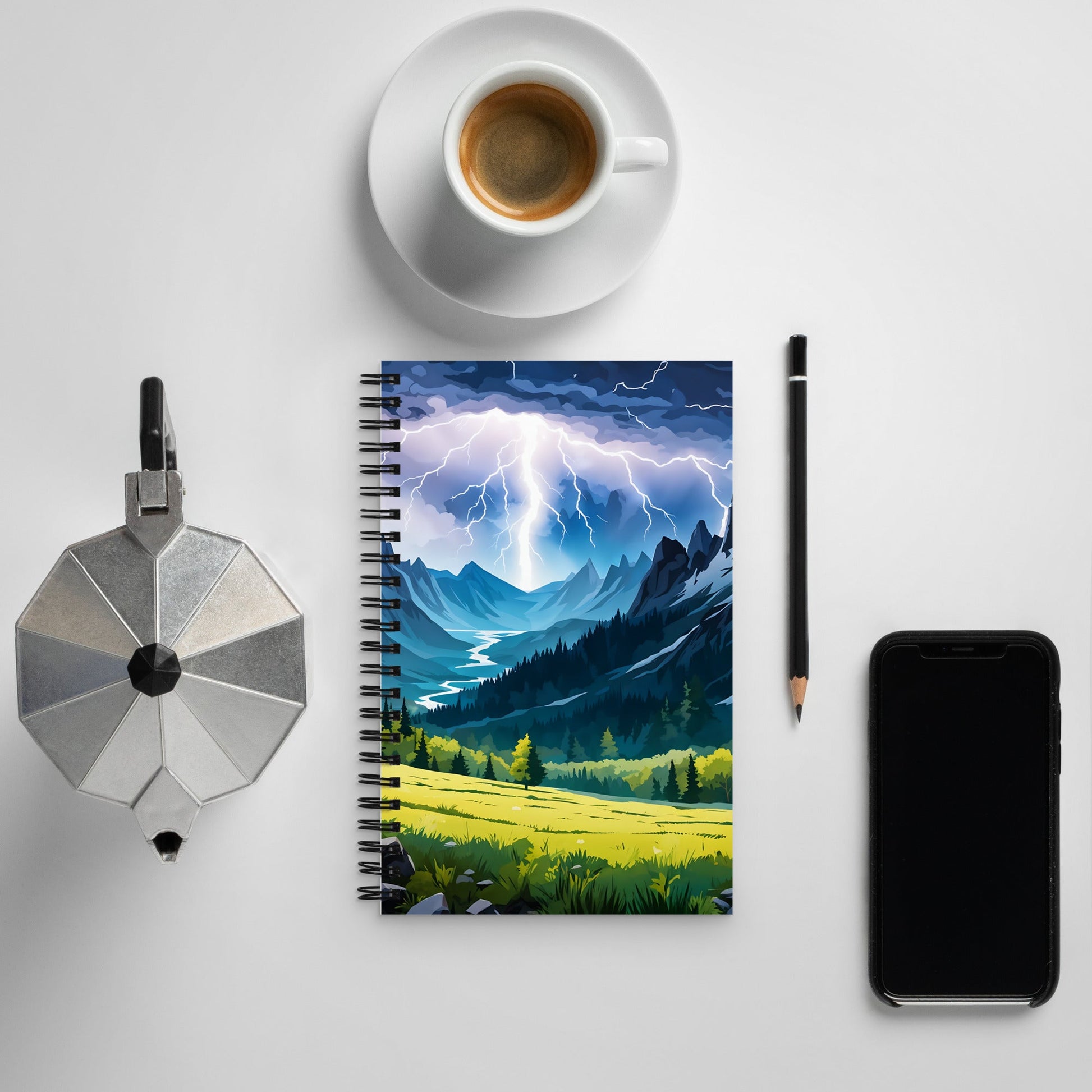 Lightning Over Mountains II Spiral Notebook - Spiral Notebooks - Discovery Co.