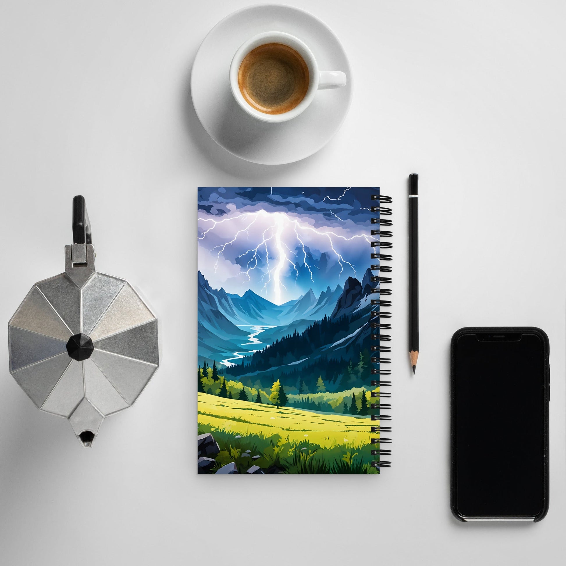 Lightning Over Mountains II Spiral Notebook - Spiral Notebooks - Discovery Co.