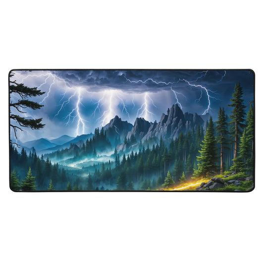 Lightning Over Mountains III Desk Mat - Mouse Pads - Discovery Co.