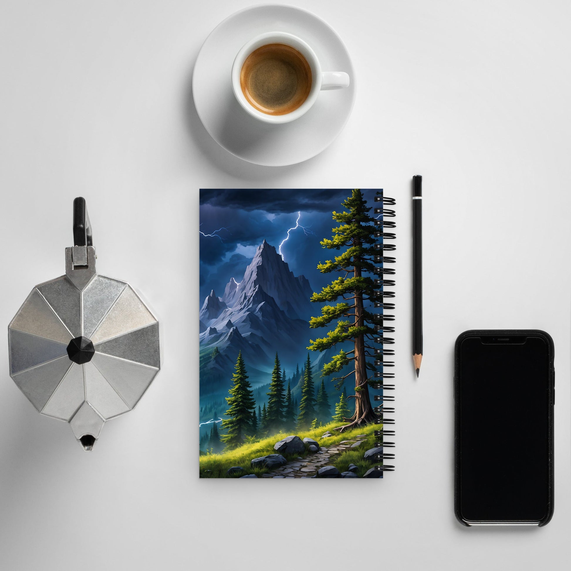 Lightning Over Mountains III Spiral Notebook - Spiral Notebooks - Discovery Co.