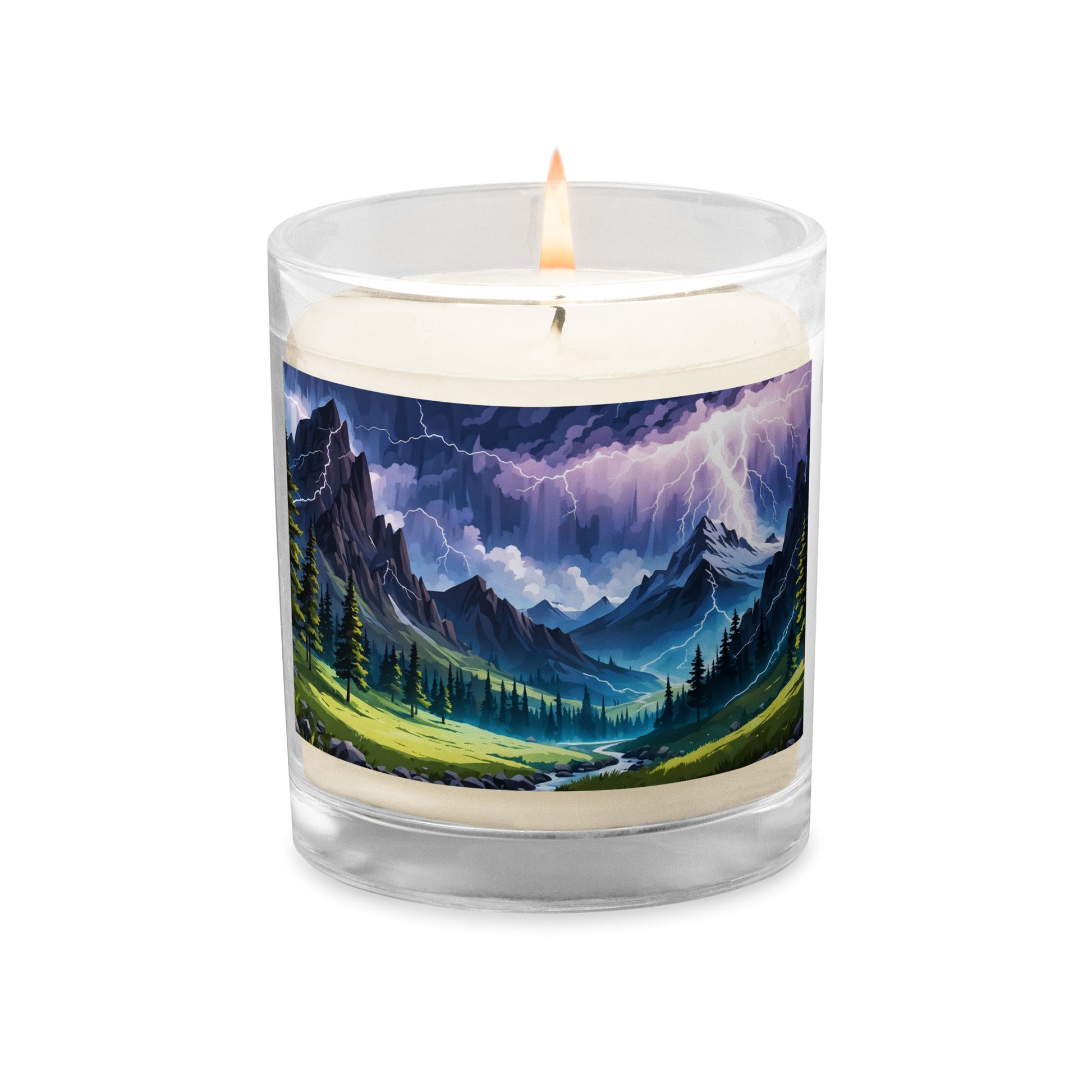 Lightning Over Mountains IV Glass Jar Soy Wax Candle - Candles - Discovery Co.