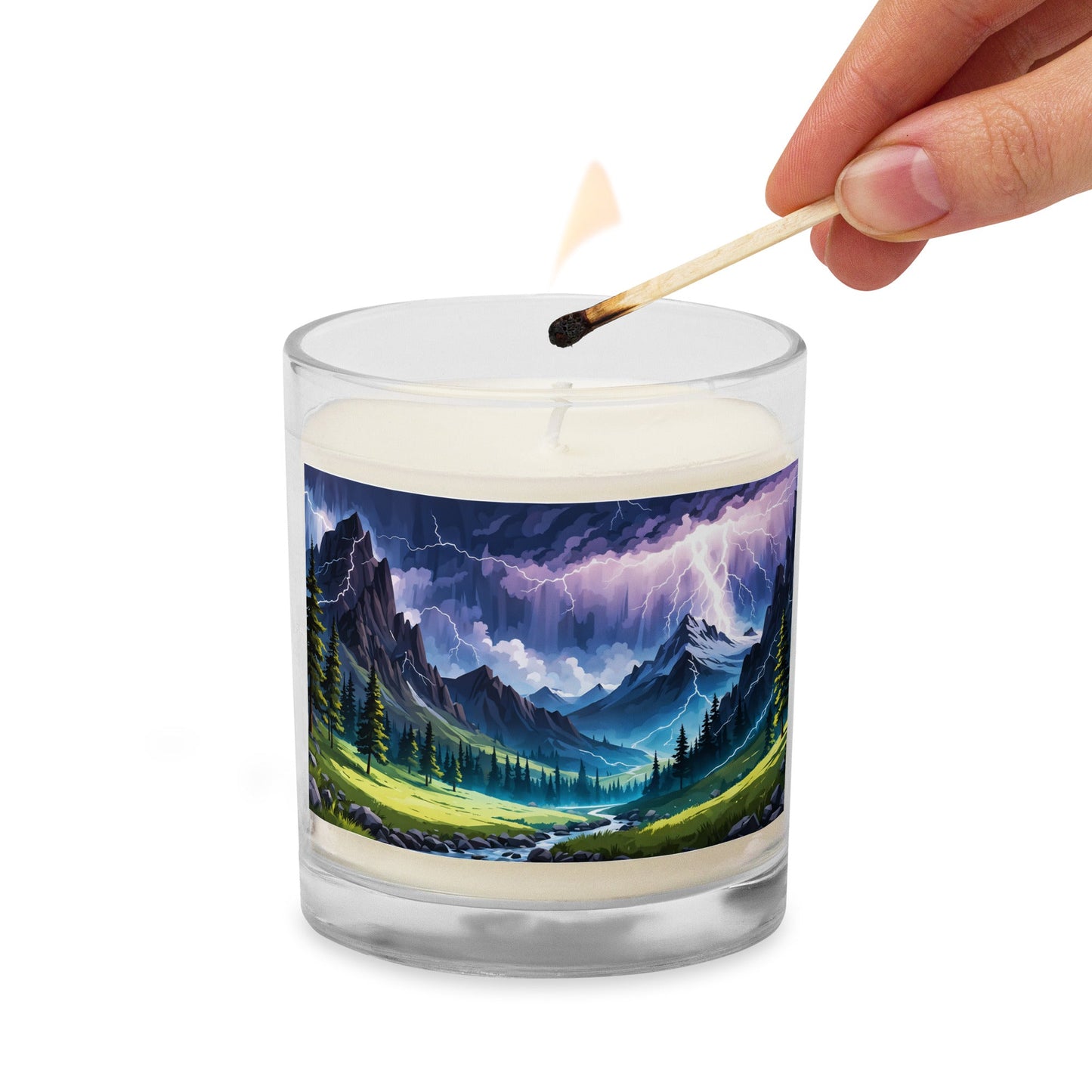 Lightning Over Mountains IV Glass Jar Soy Wax Candle - Candles - Discovery Co.