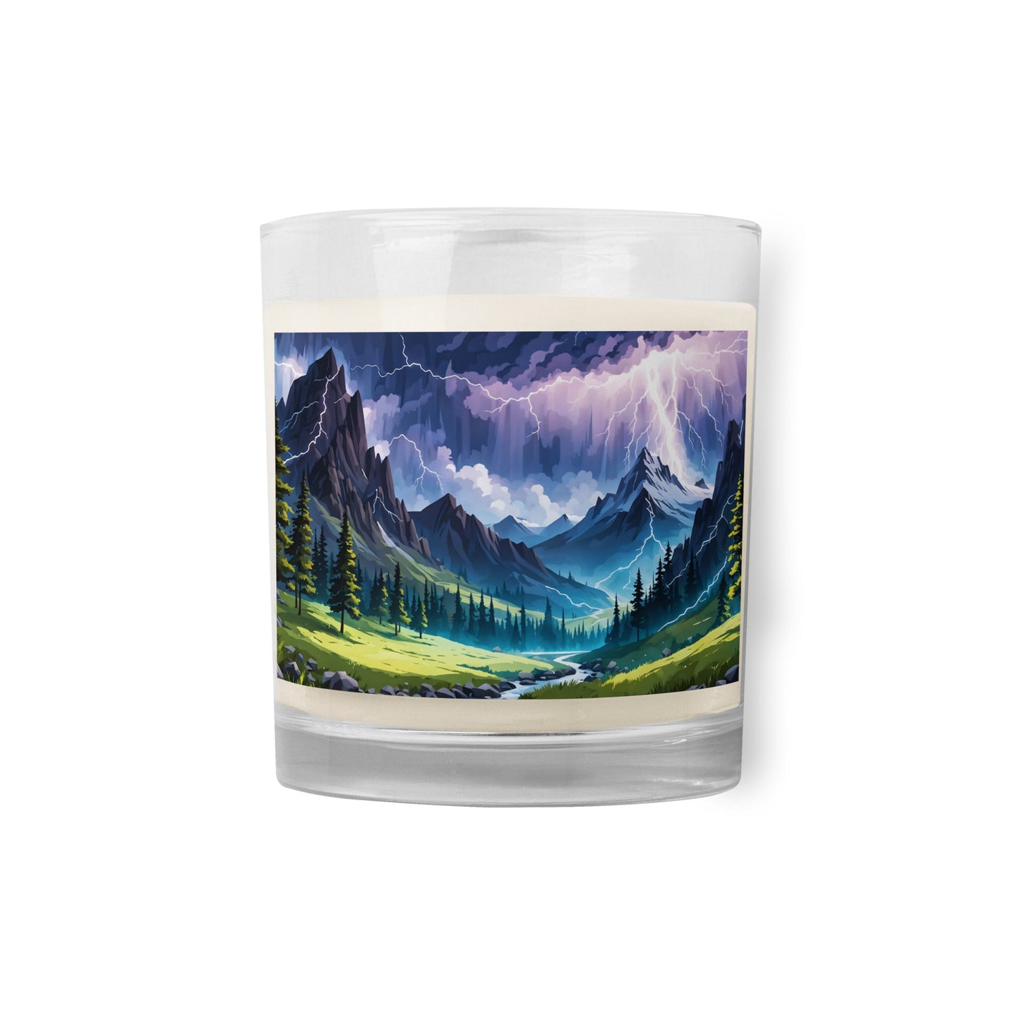 Lightning Over Mountains IV Glass Jar Soy Wax Candle - Candles - Discovery Co.
