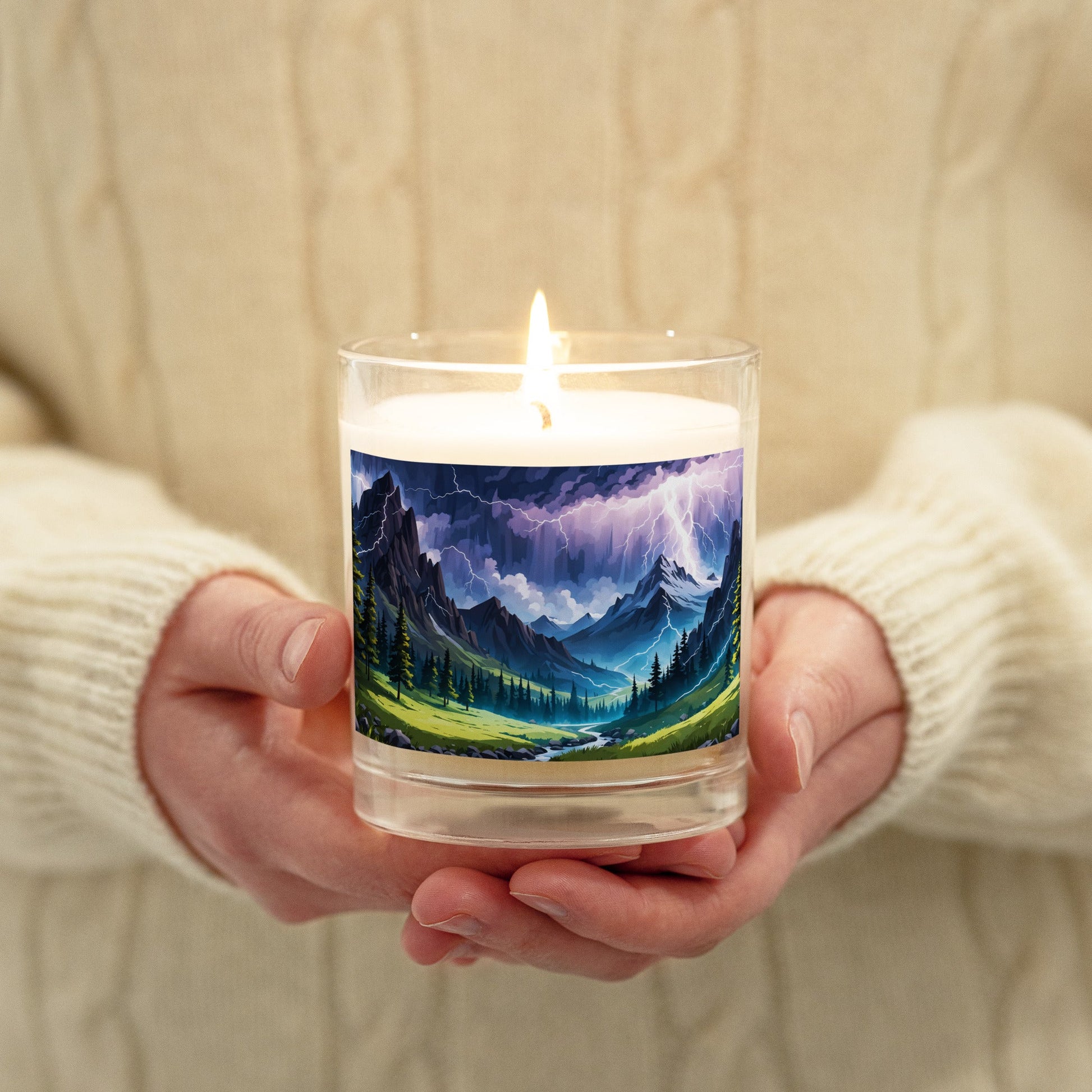 Lightning Over Mountains IV Glass Jar Soy Wax Candle - Candles - Discovery Co.