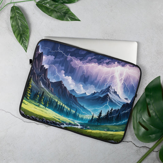 Lightning Over Mountains IV Laptop Sleeve - Laptop Cases - Discovery Co.