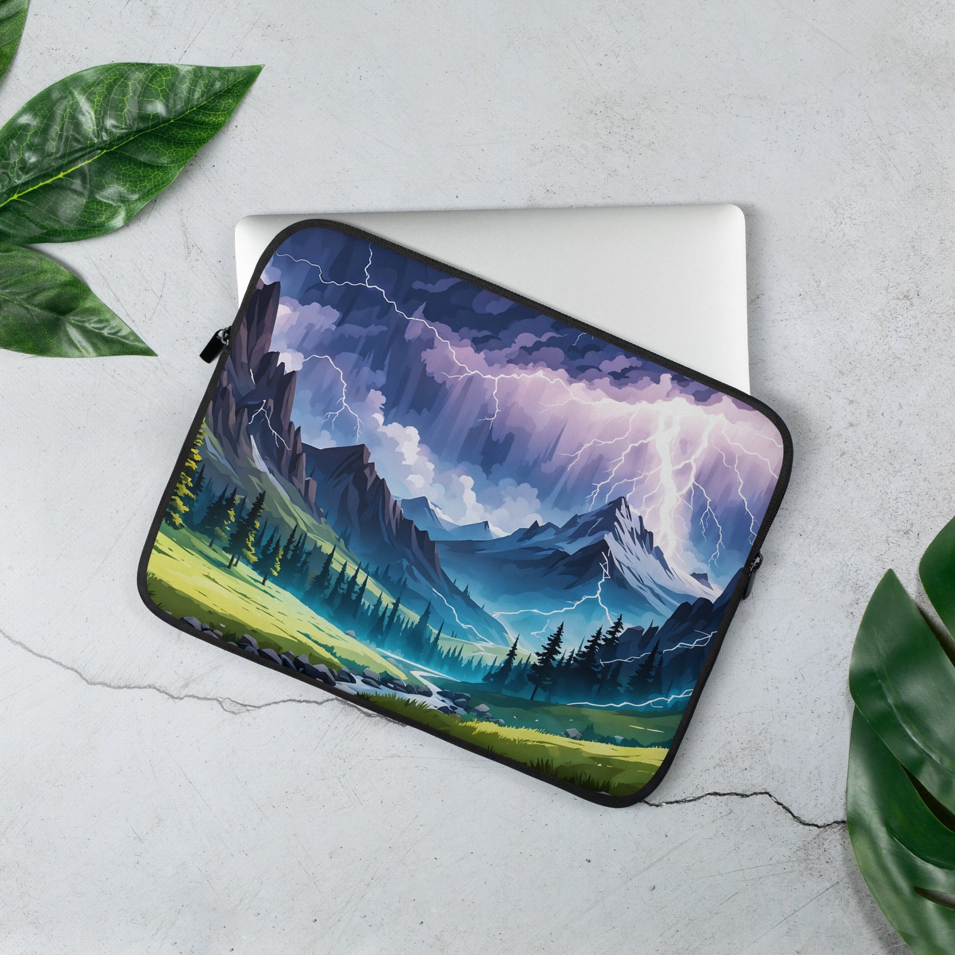 Lightning Over Mountains IV Laptop Sleeve - Laptop Cases - Discovery Co.