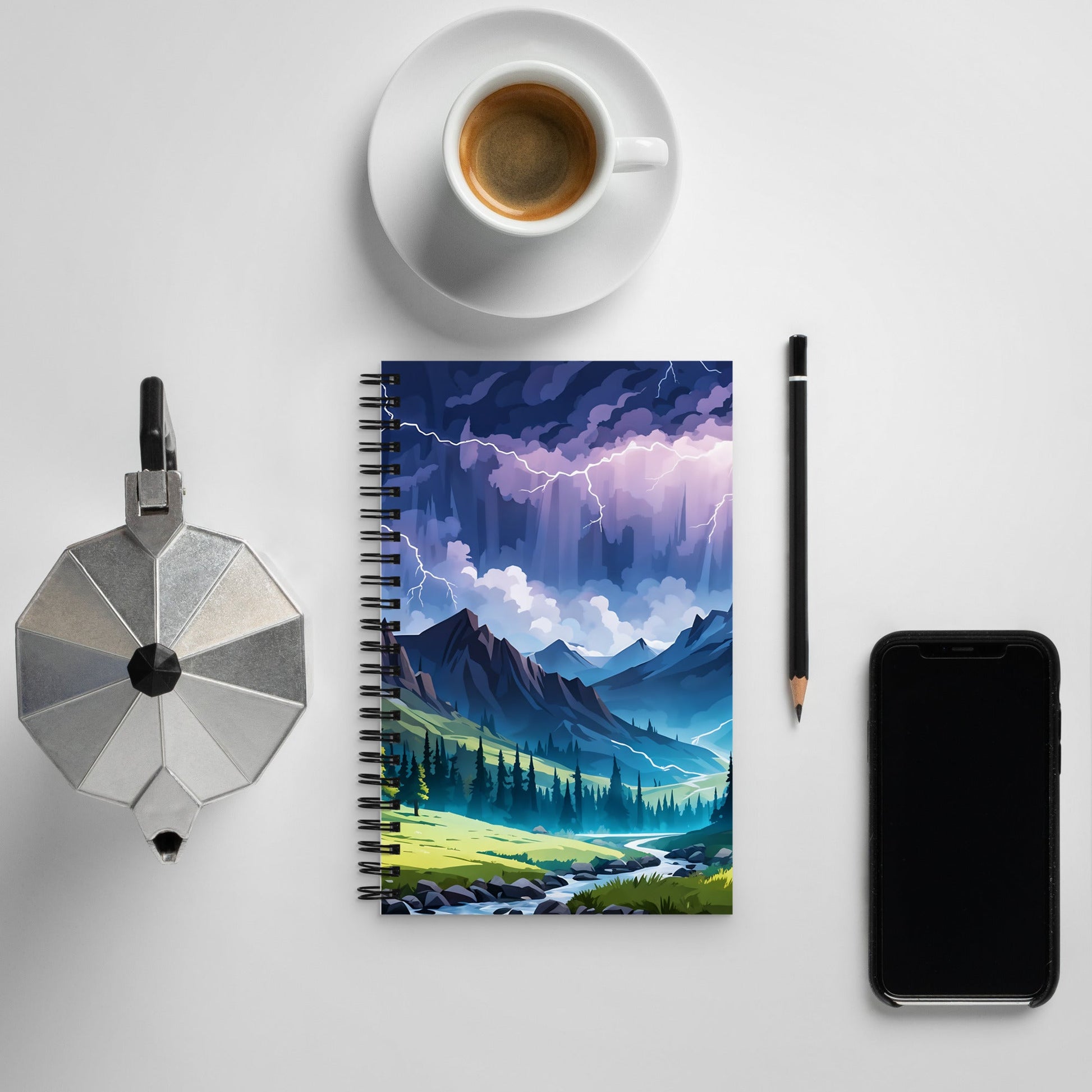 Lightning Over Mountains IV Spiral Notebook - Spiral Notebooks - Discovery Co.