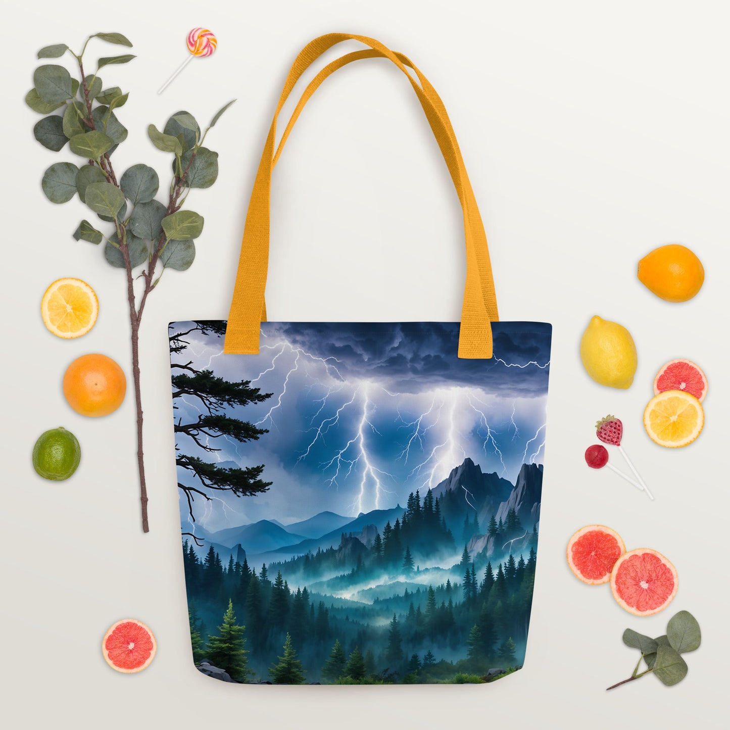 Lightning Over Mountains Tote Bag - Tote Bags - Discovery Co.