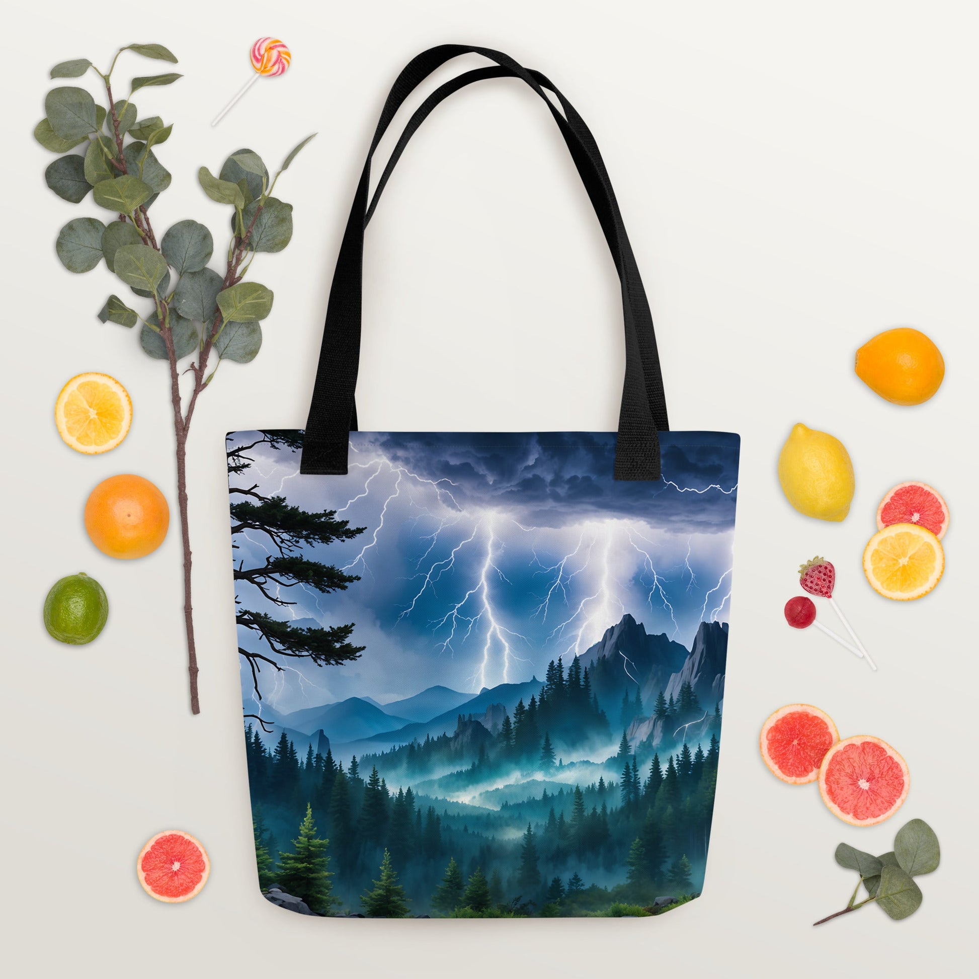 Lightning Over Mountains Tote Bag - Tote Bags - Discovery Co.