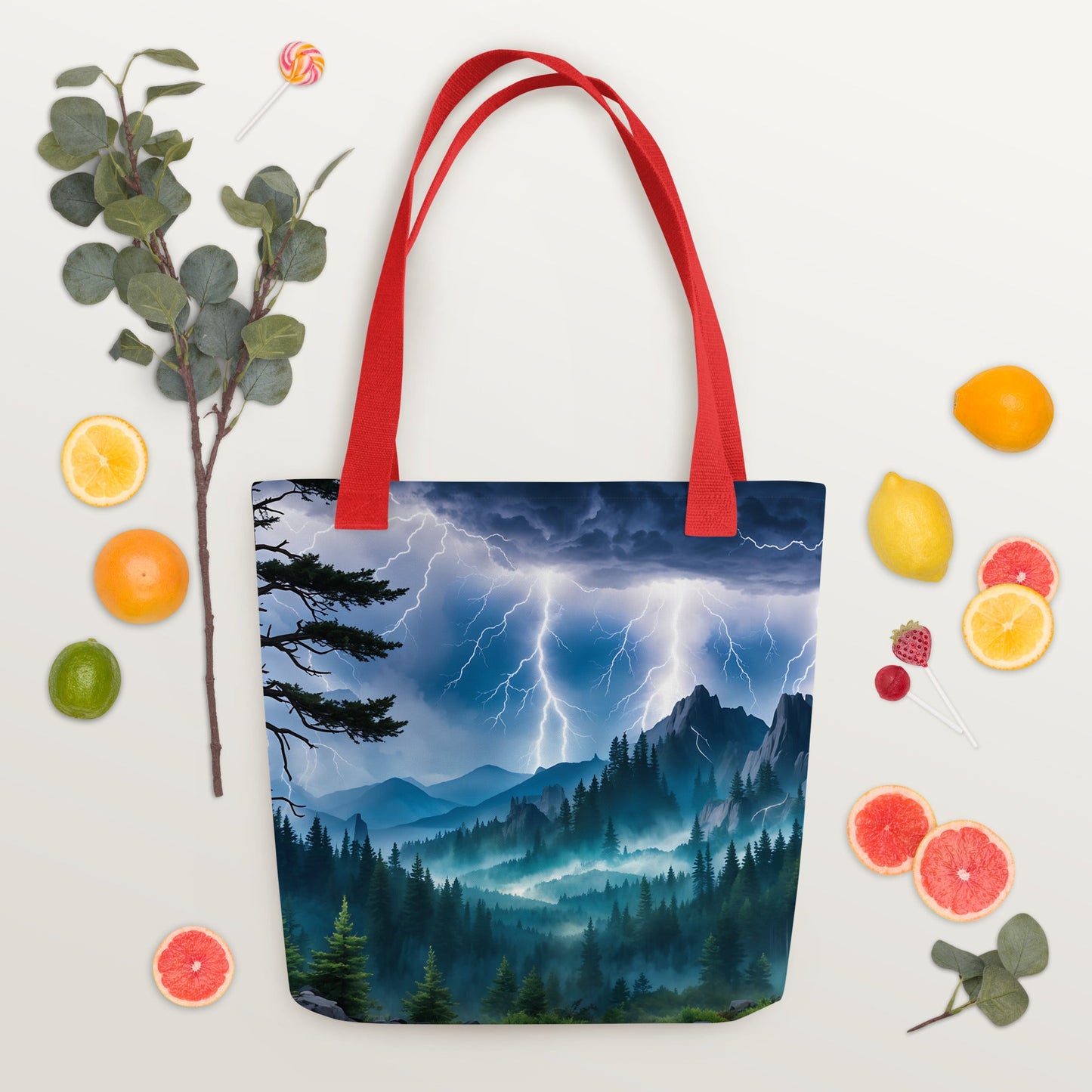 Lightning Over Mountains Tote Bag - Tote Bags - Discovery Co.