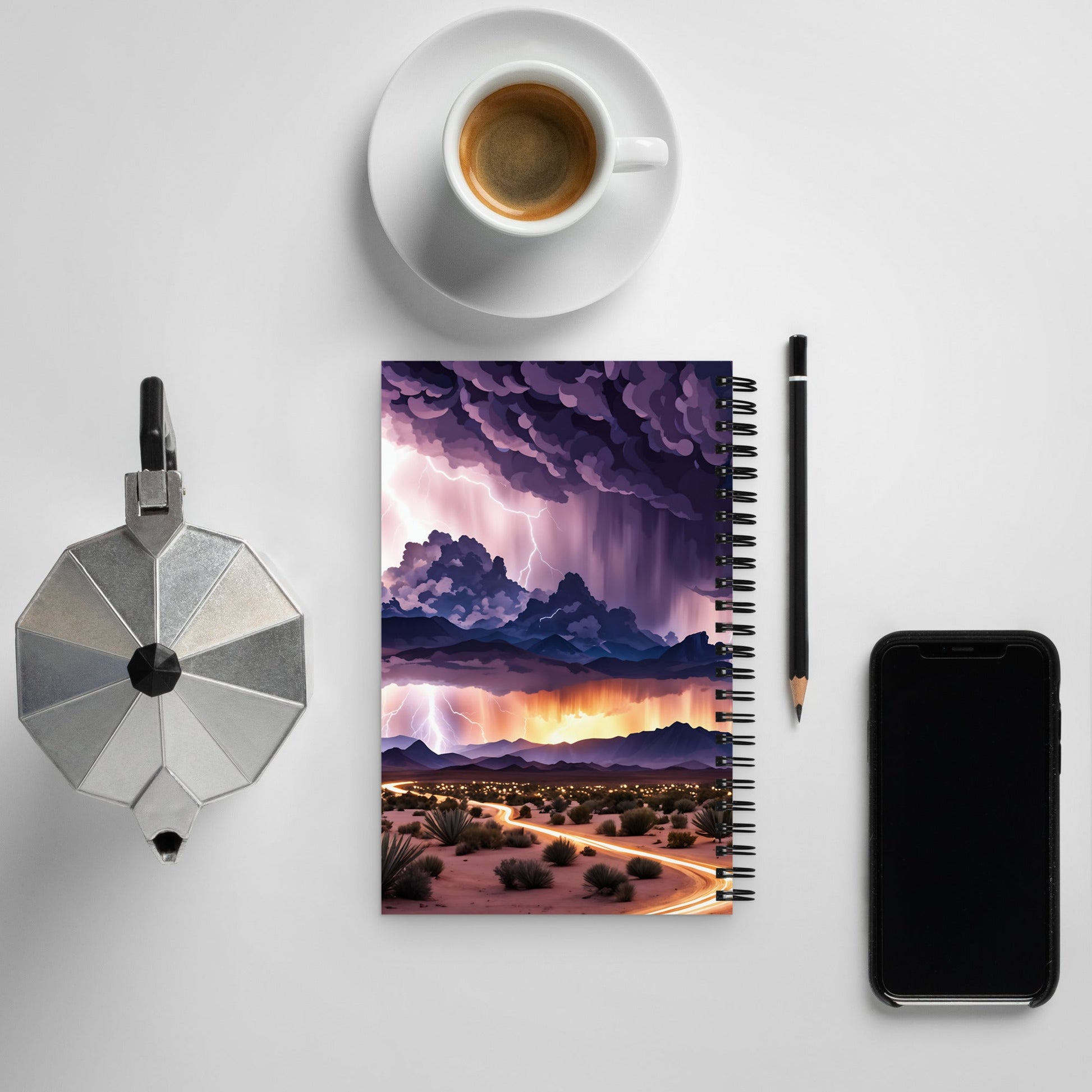 Lightning Over The Desert II Spiral Notebook - Spiral Notebooks - Discovery Co.