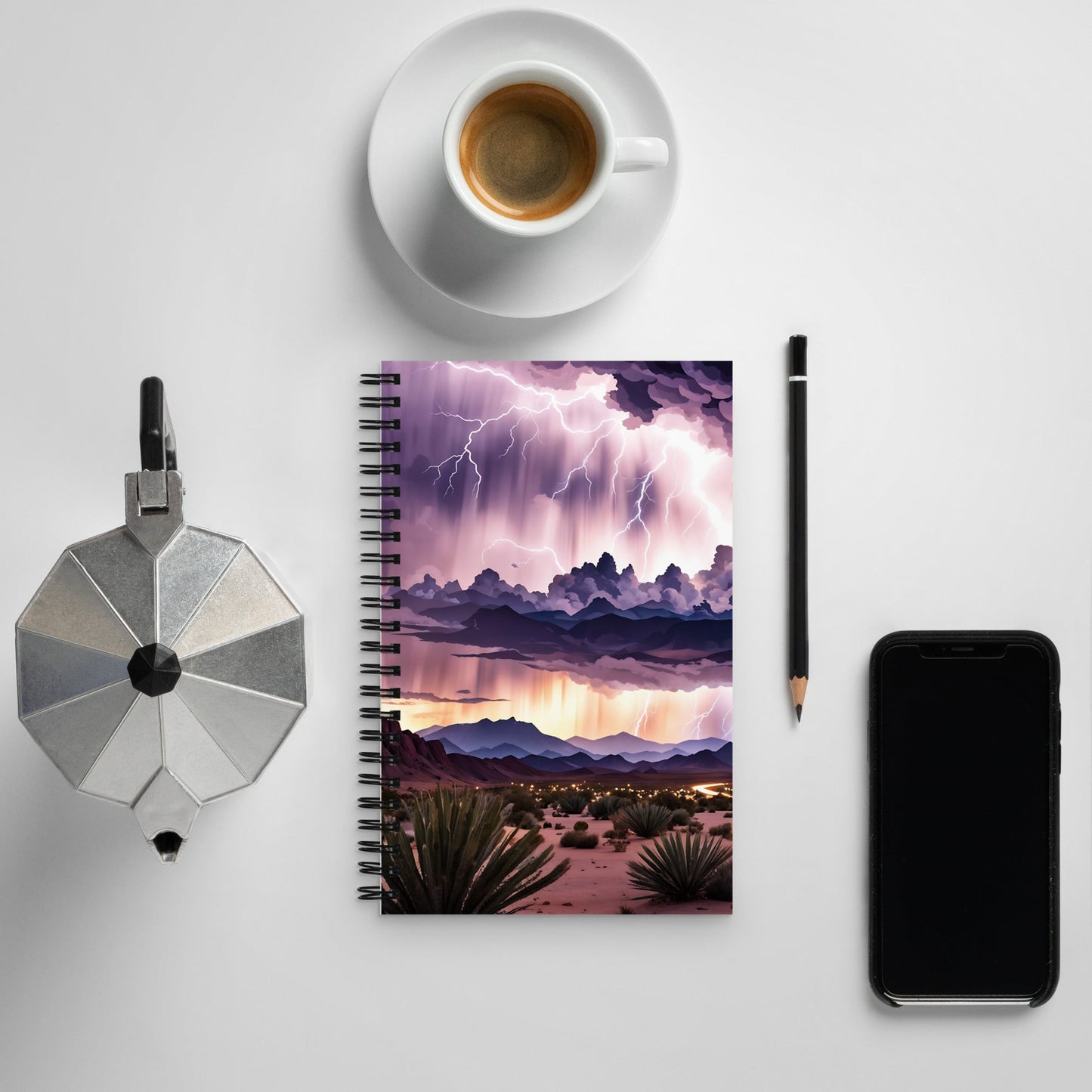 Lightning Over The Desert II Spiral Notebook - Spiral Notebooks - Discovery Co.