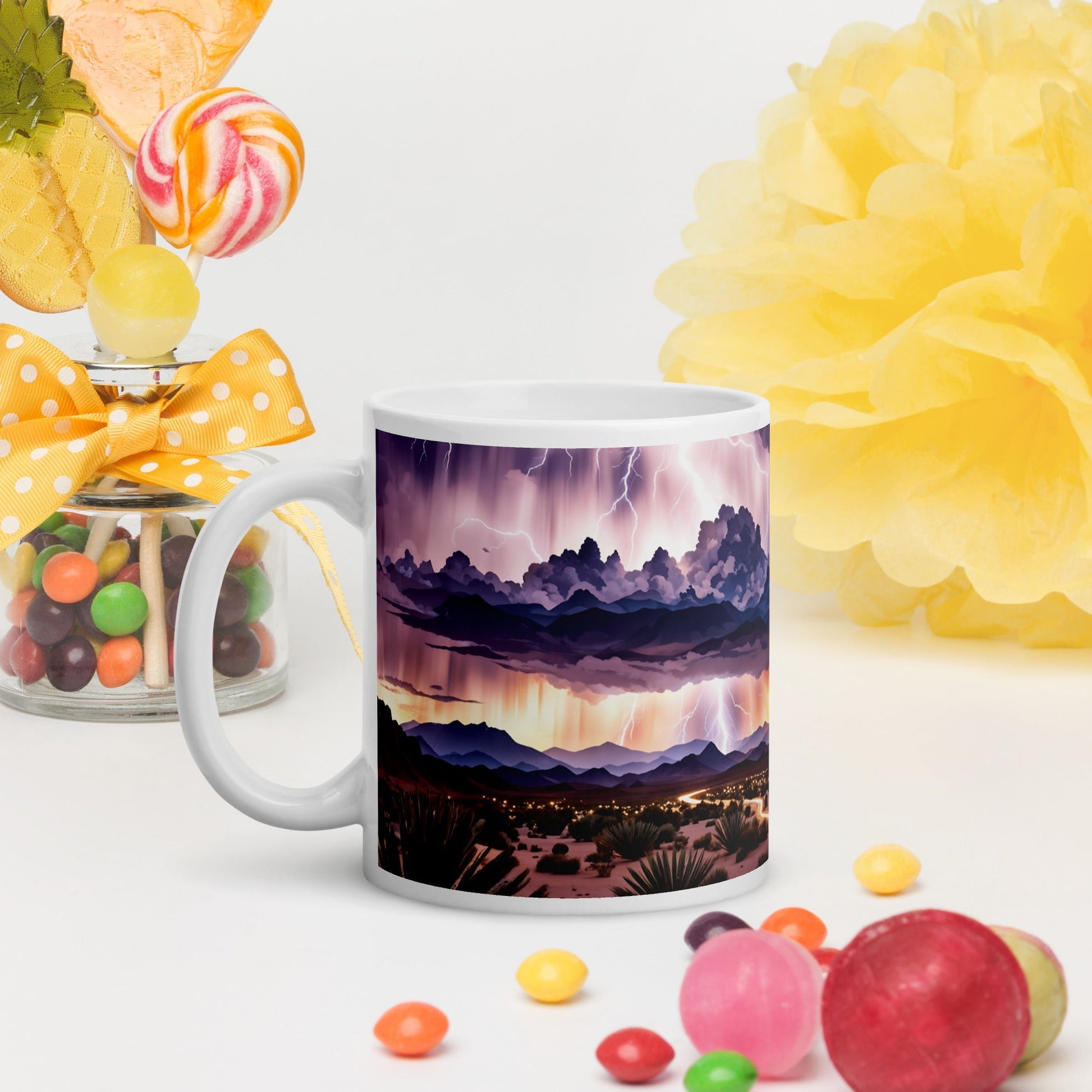 Lightning Over The Desert II White Glossy Mug (11 oz, 15 oz, 20 oz) - Mugs - Discovery Co.