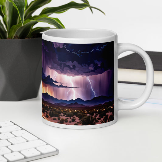 Lightning Over The Desert II White Glossy Mug (11 oz, 15 oz, 20 oz) - Mugs - Discovery Co.