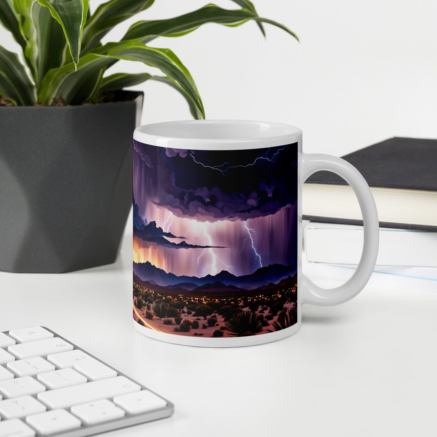 Lightning Over The Desert II White Glossy Mug (11 oz, 15 oz, 20 oz) - Mugs - Discovery Co.