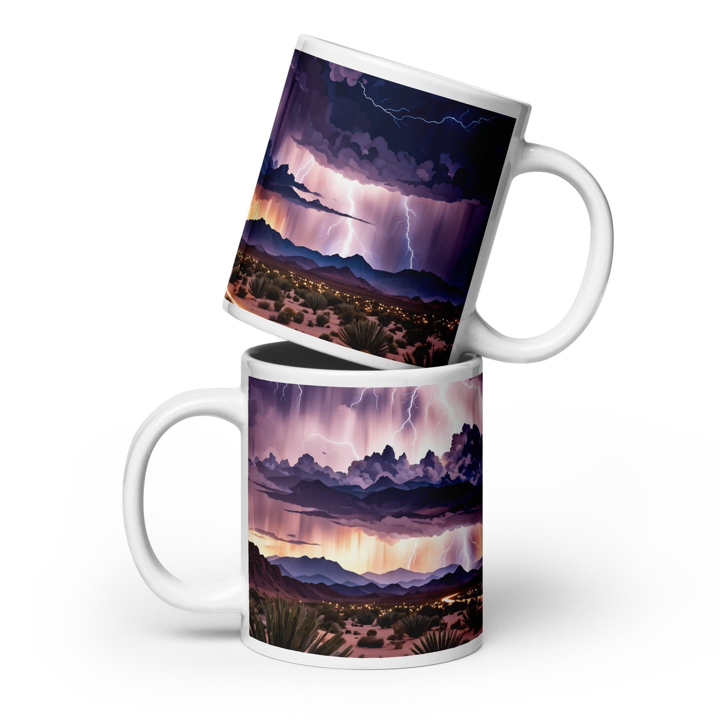 Lightning Over The Desert II White Glossy Mug (11 oz, 15 oz, 20 oz) - Mugs - Discovery Co.