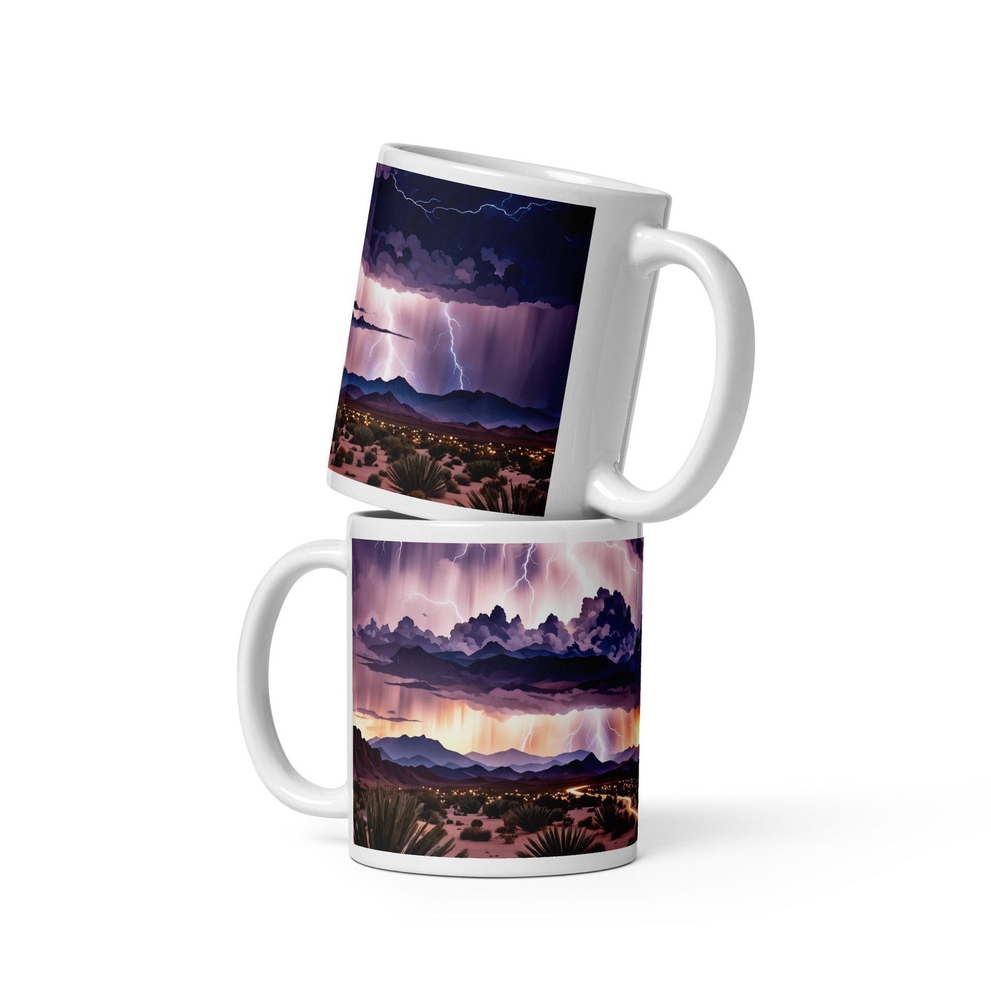 Lightning Over The Desert II White Glossy Mug (11 oz, 15 oz, 20 oz) - Mugs - Discovery Co.