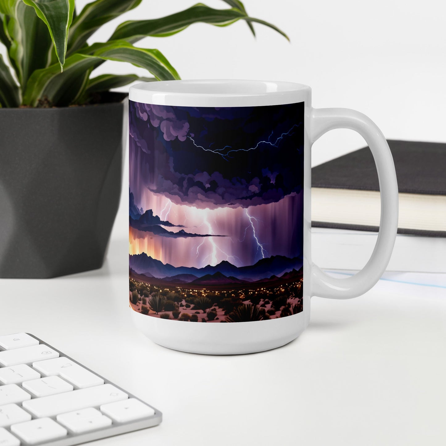 Lightning Over The Desert II White Glossy Mug (11 oz, 15 oz, 20 oz) - Mugs - Discovery Co.