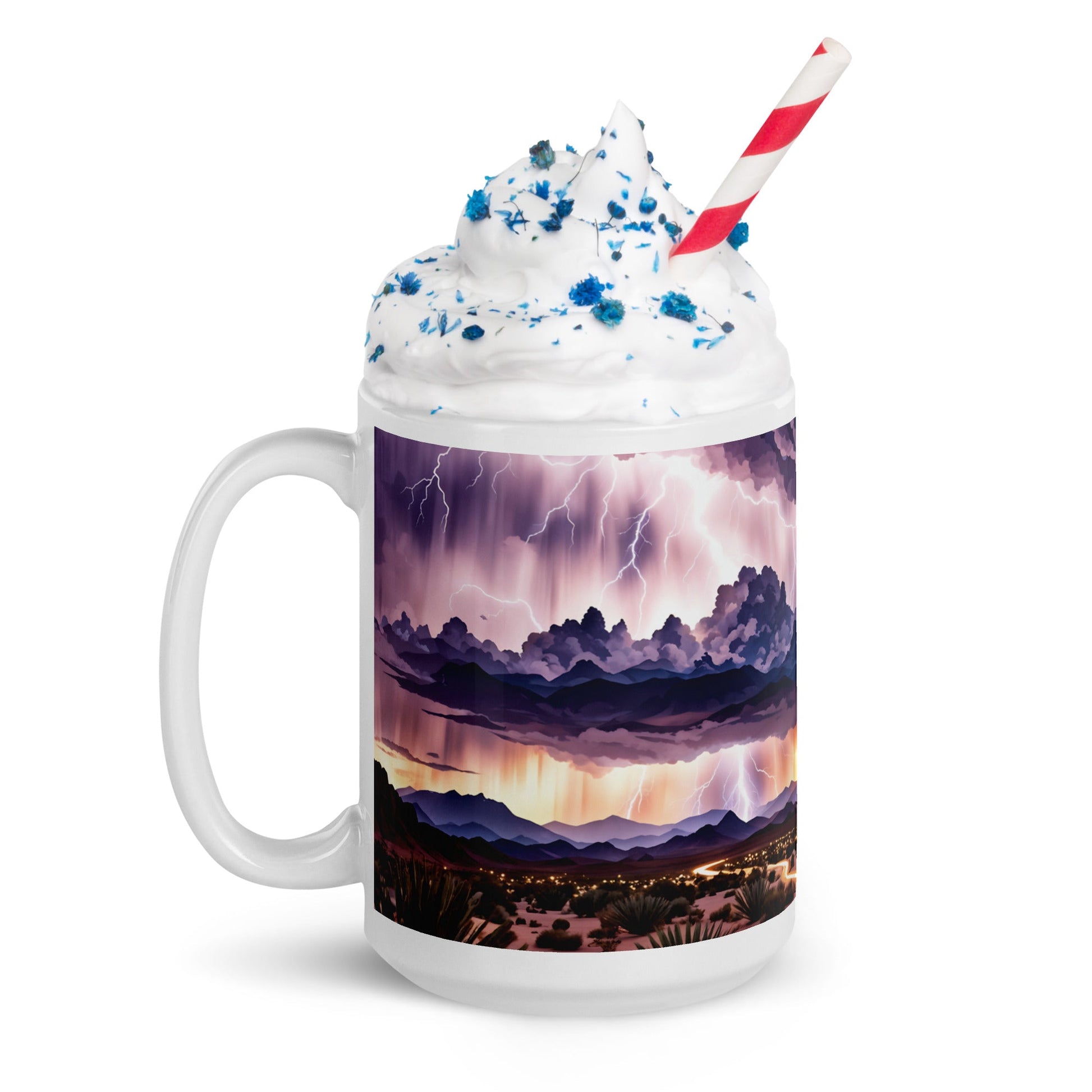 Lightning Over The Desert II White Glossy Mug (11 oz, 15 oz, 20 oz) - Mugs - Discovery Co.