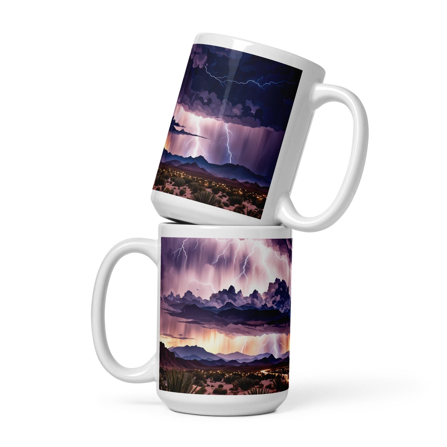 Lightning Over The Desert II White Glossy Mug (11 oz, 15 oz, 20 oz) - Mugs - Discovery Co.