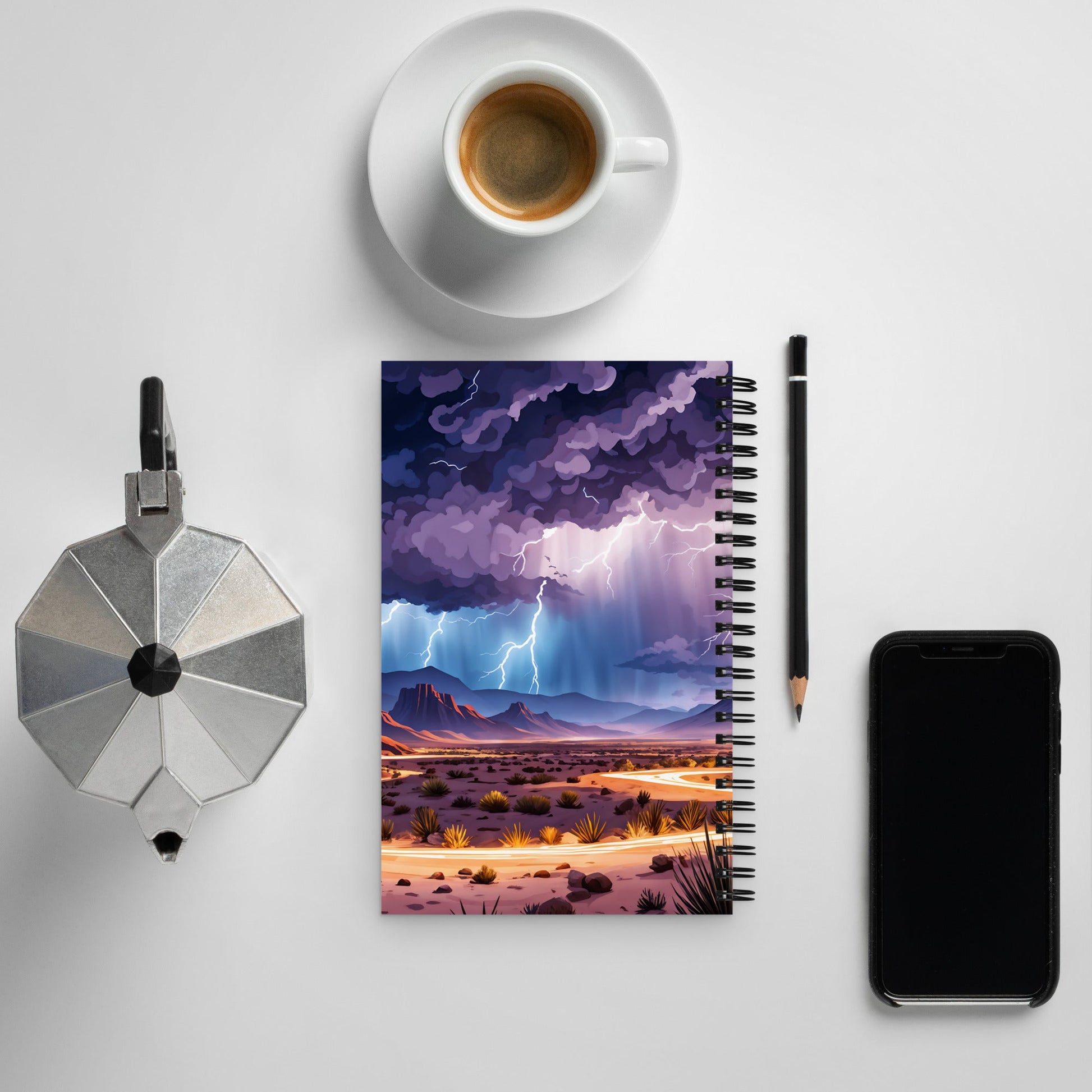 Lightning Over The Desert Spiral Notebook - Spiral Notebooks - Discovery Co.