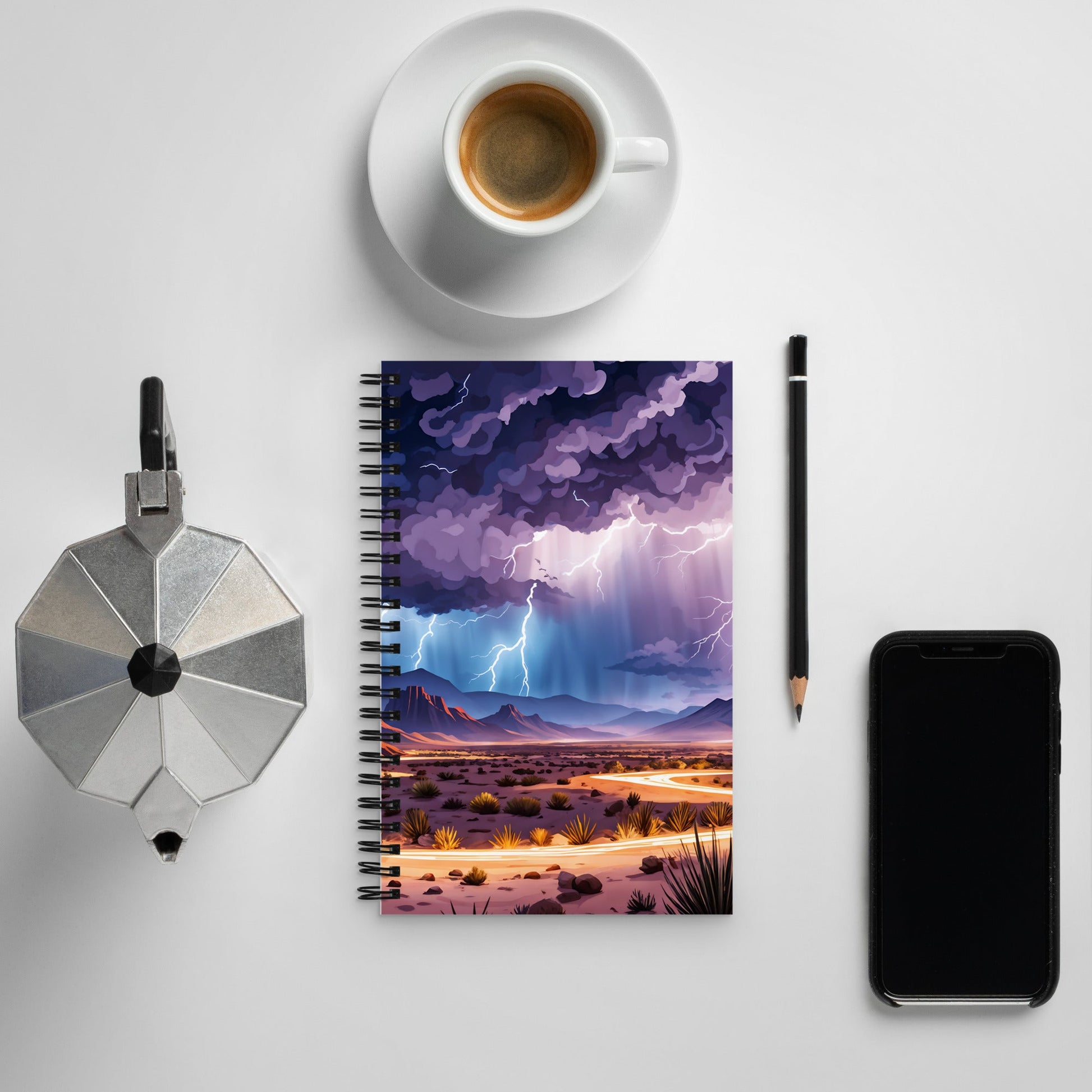 Lightning Over The Desert Spiral Notebook - Spiral Notebooks - Discovery Co.