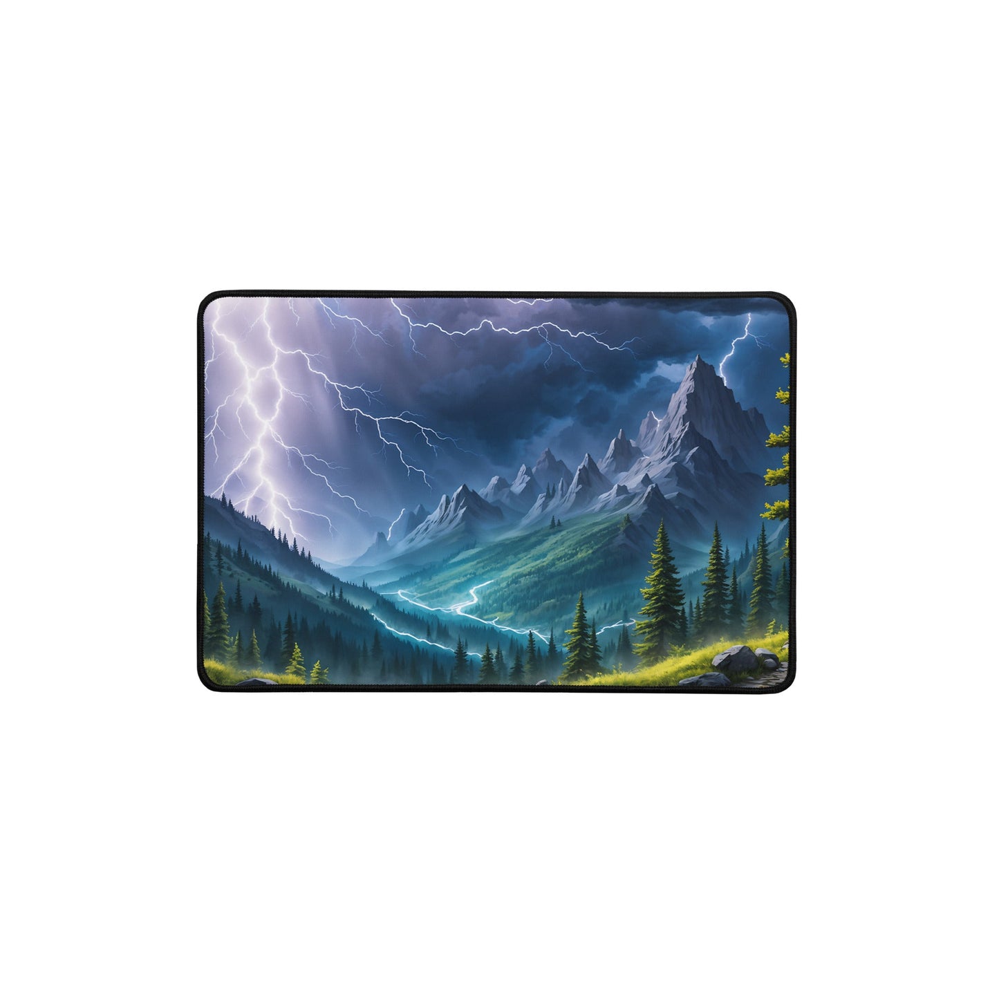 Lightning Over The Mountains Desk Mat - Mouse Pads - Discovery Co.