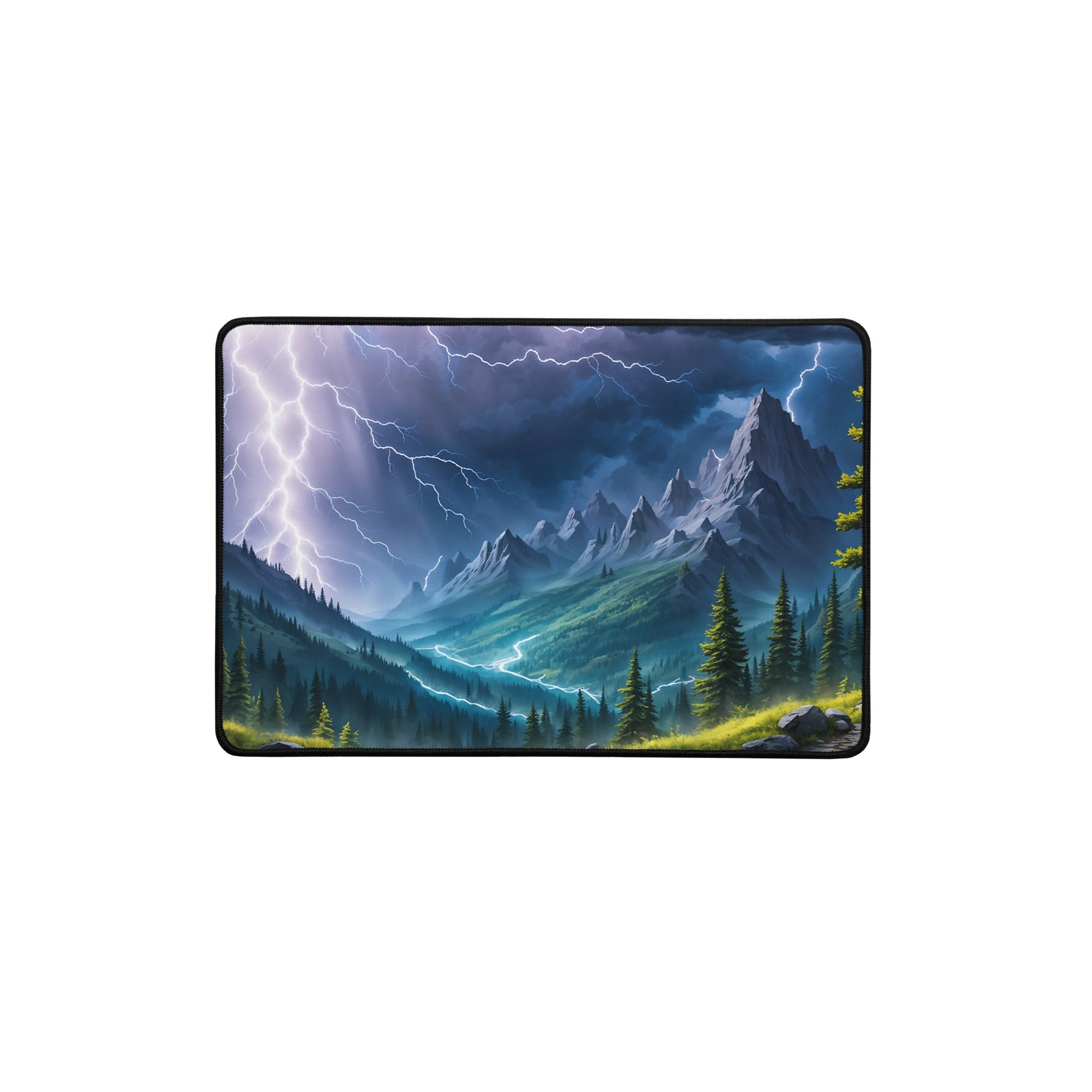 Lightning Over The Mountains Desk Mat - Mouse Pads - Discovery Co.
