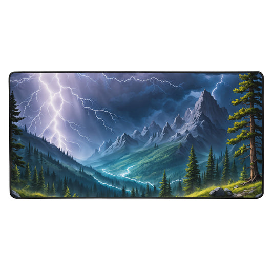Lightning Over The Mountains Desk Mat - Mouse Pads - Discovery Co.