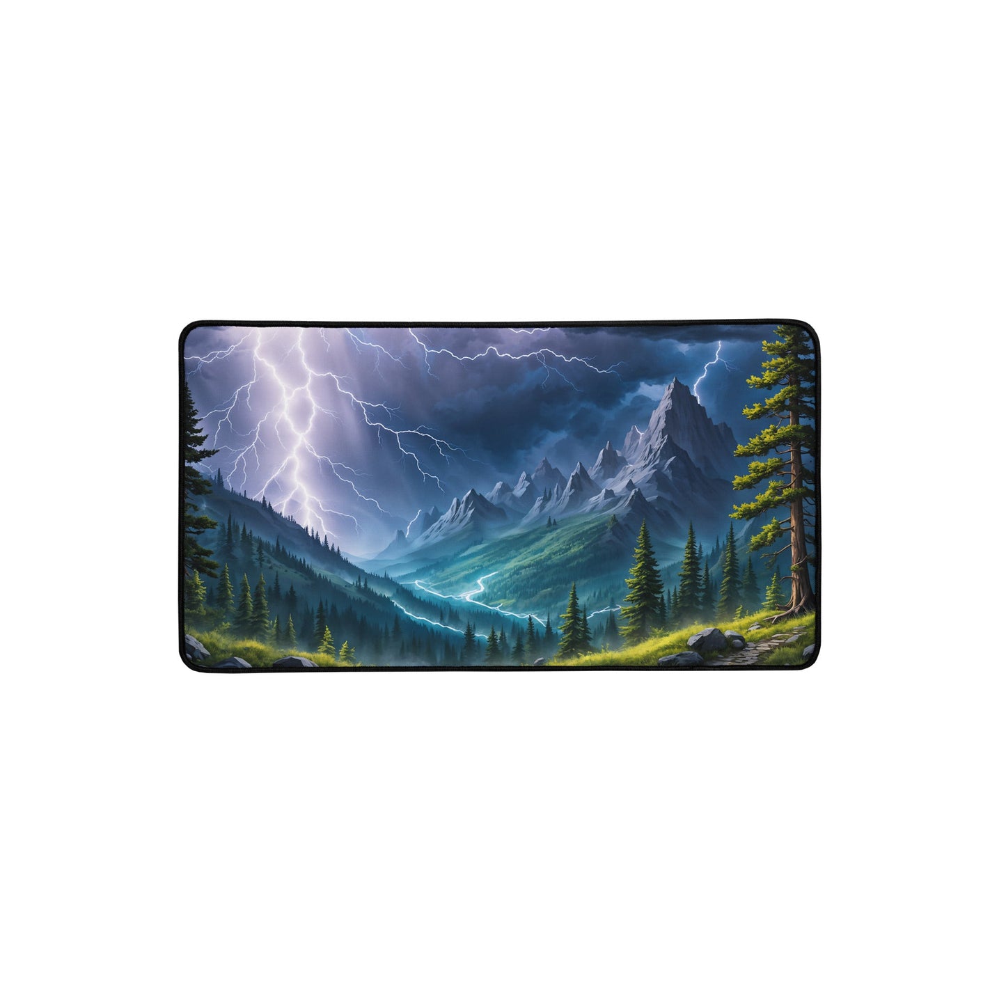 Lightning Over The Mountains Desk Mat - Mouse Pads - Discovery Co.