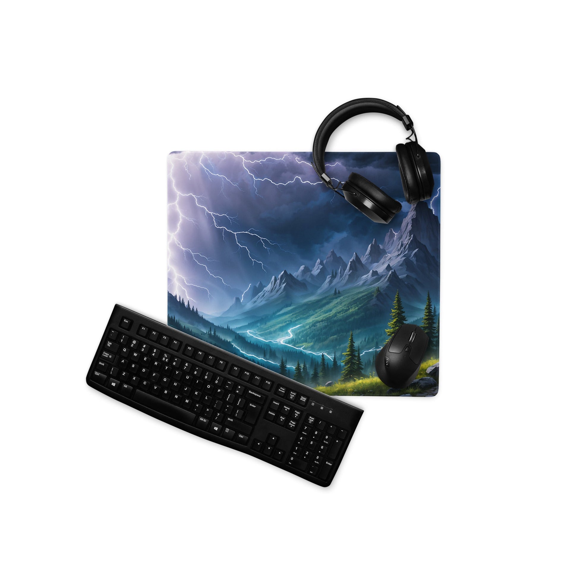 Lightning Over The Mountains Gaming Mouse Pad - Mouse Pads - Discovery Co.