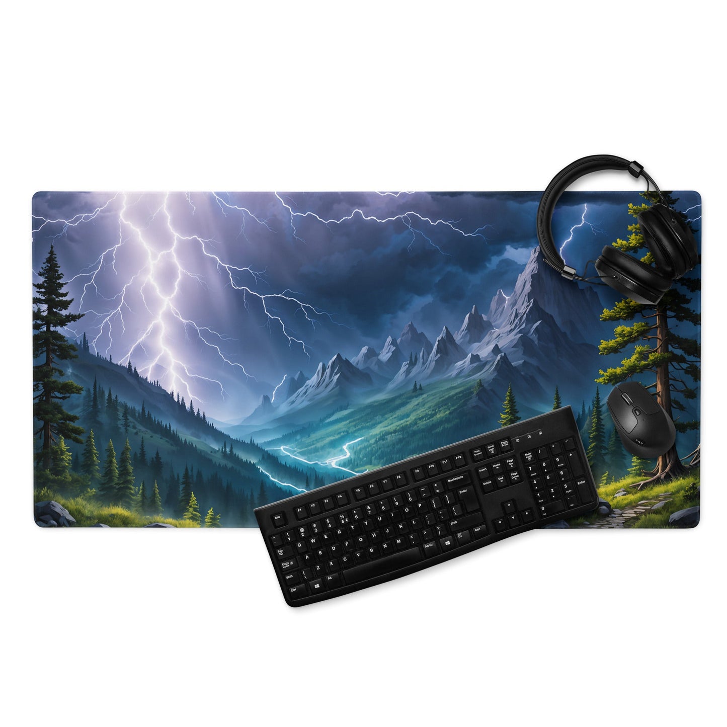 Lightning Over The Mountains Gaming Mouse Pad - Mouse Pads - Discovery Co.